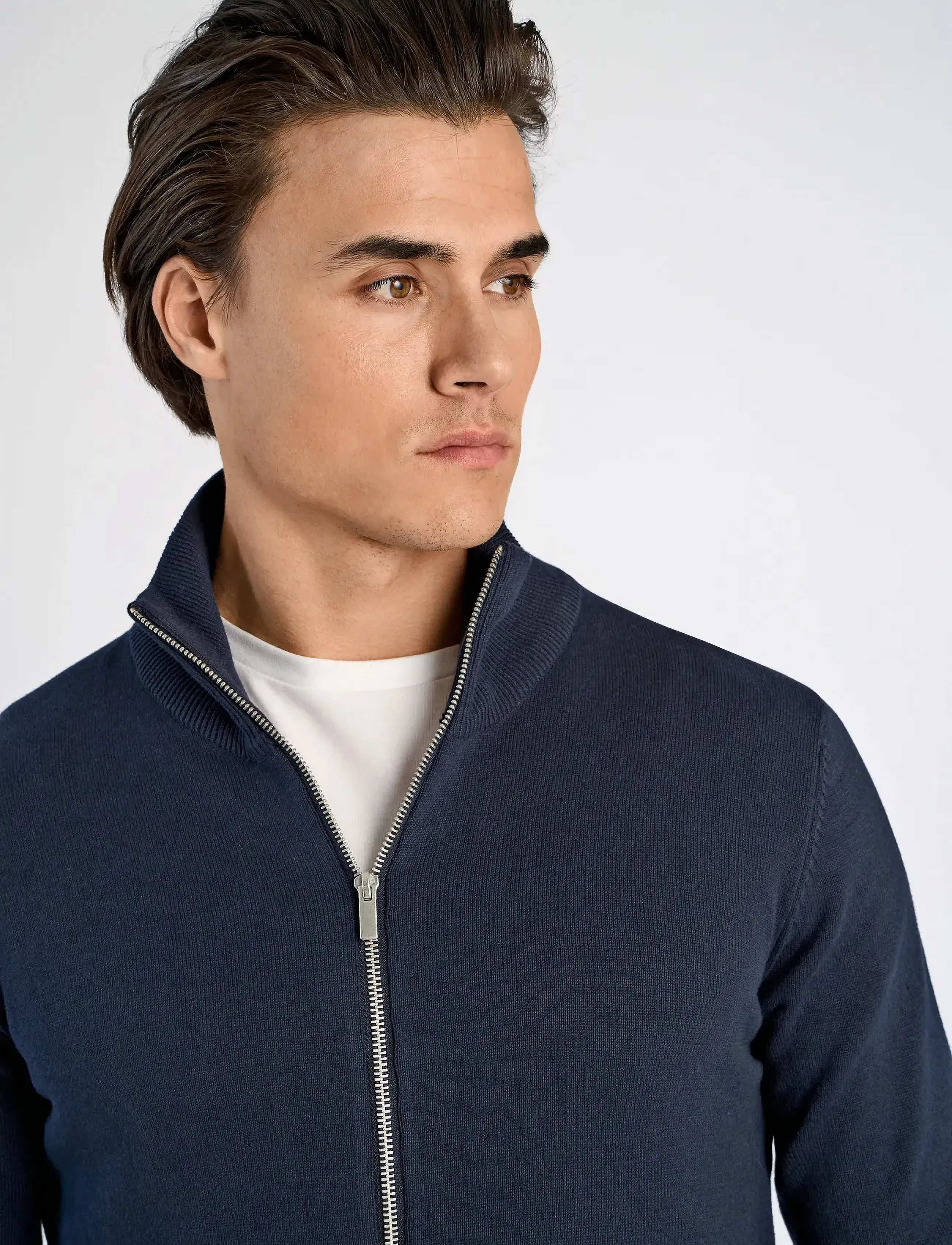 Lindbergh - 100% recycle knit full zip - turtlenecks - navy - 5