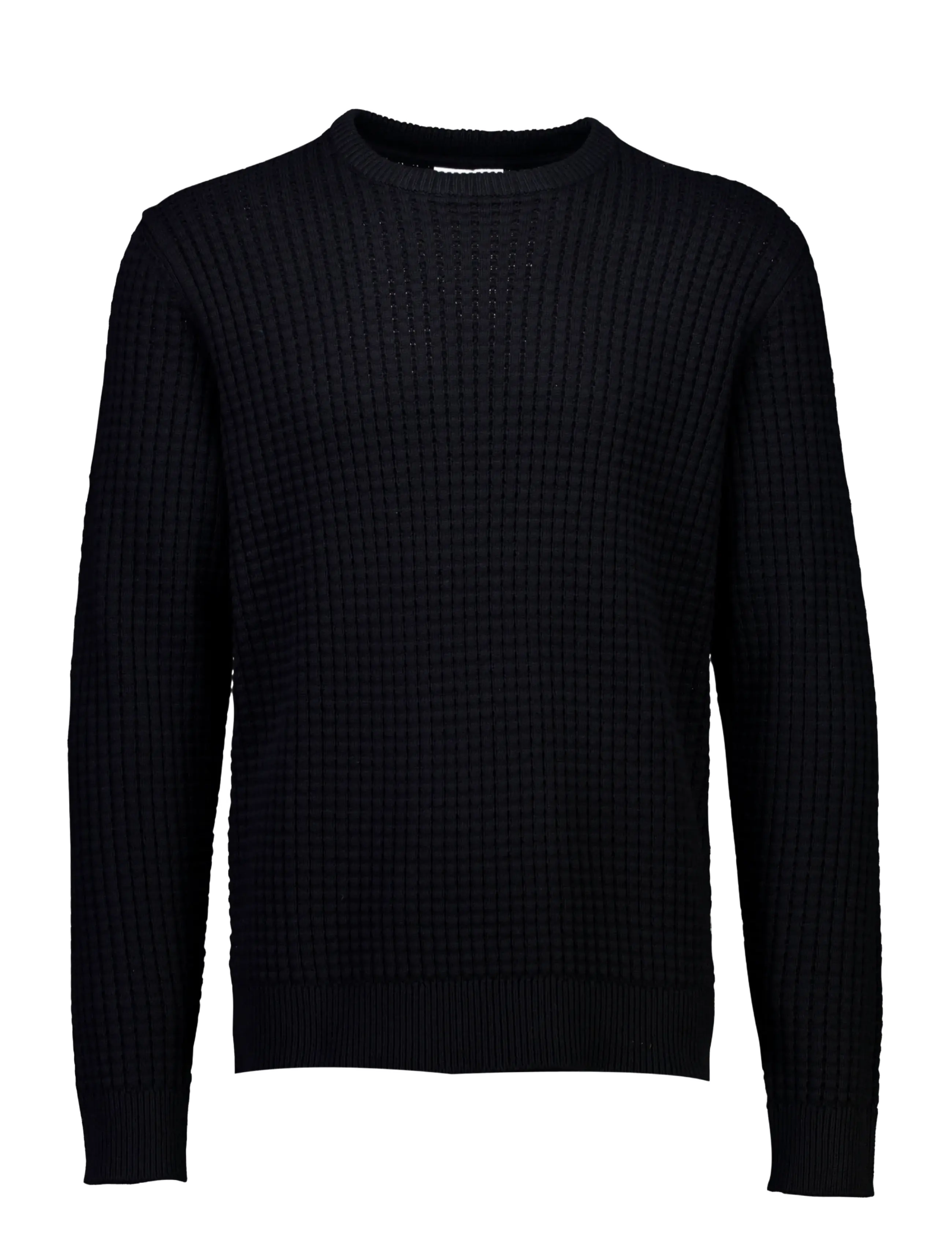 Lindbergh Structure o-neck knit - Rund hals - BLACK / black