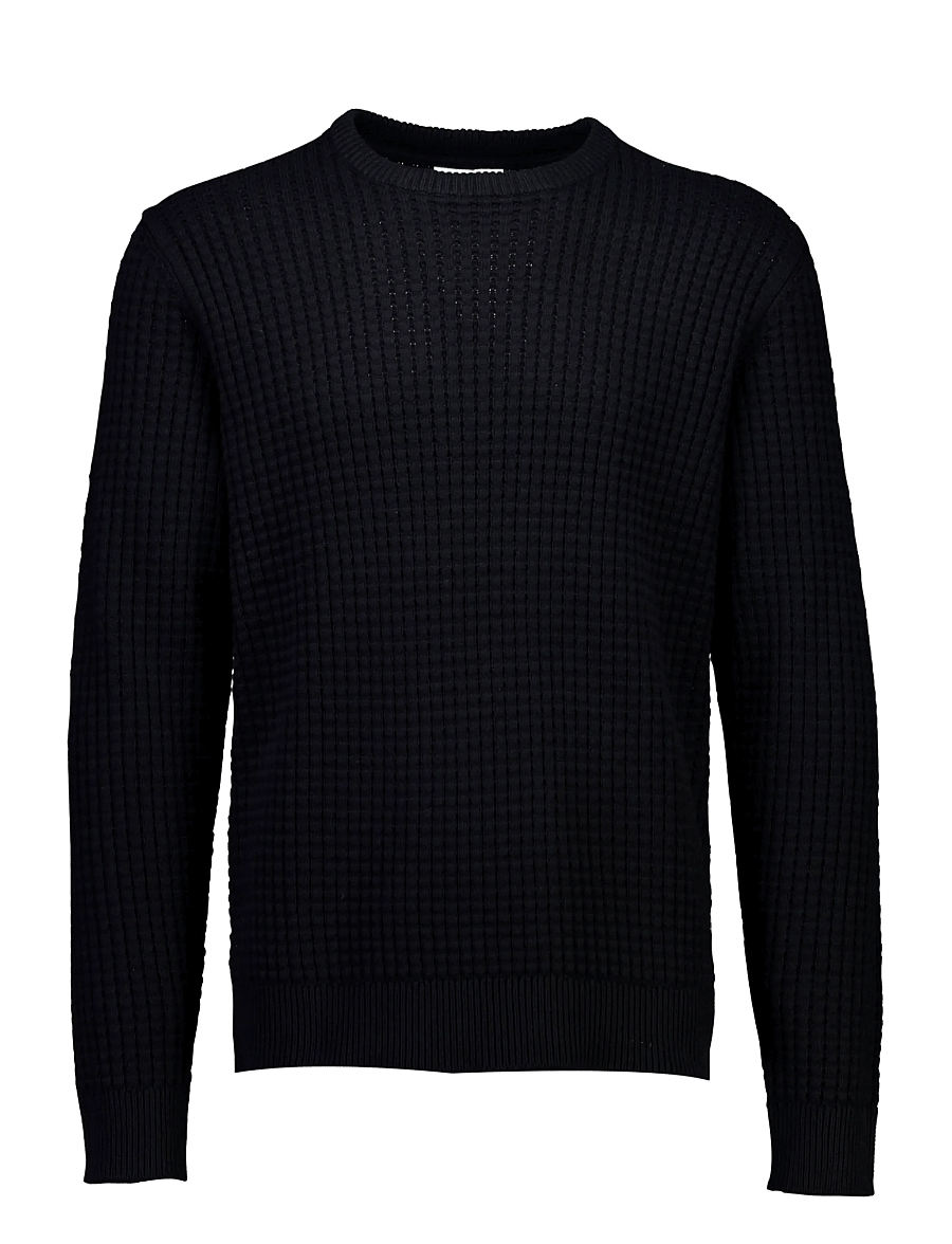 Lindbergh - Structure o-neck knit - black - 1