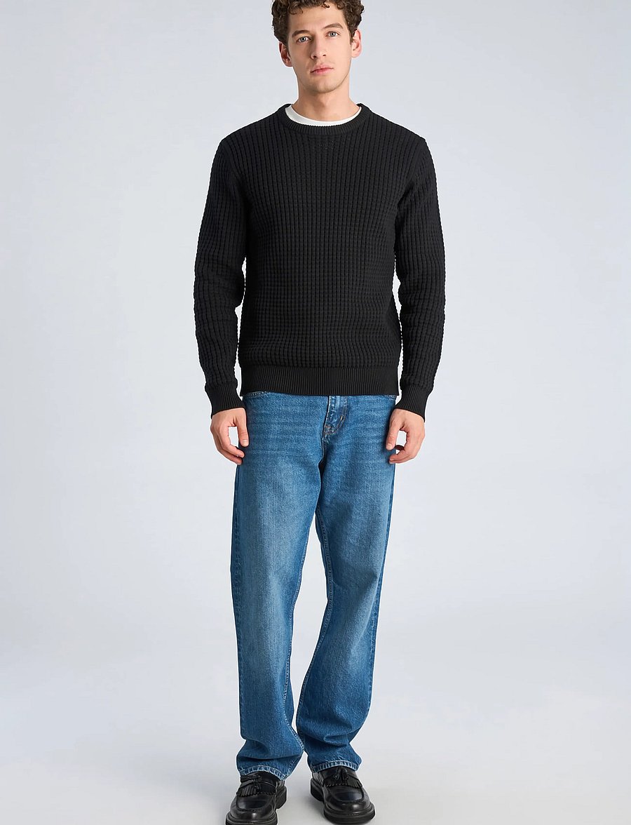 Lindbergh - Structure o-neck knit - black - 0