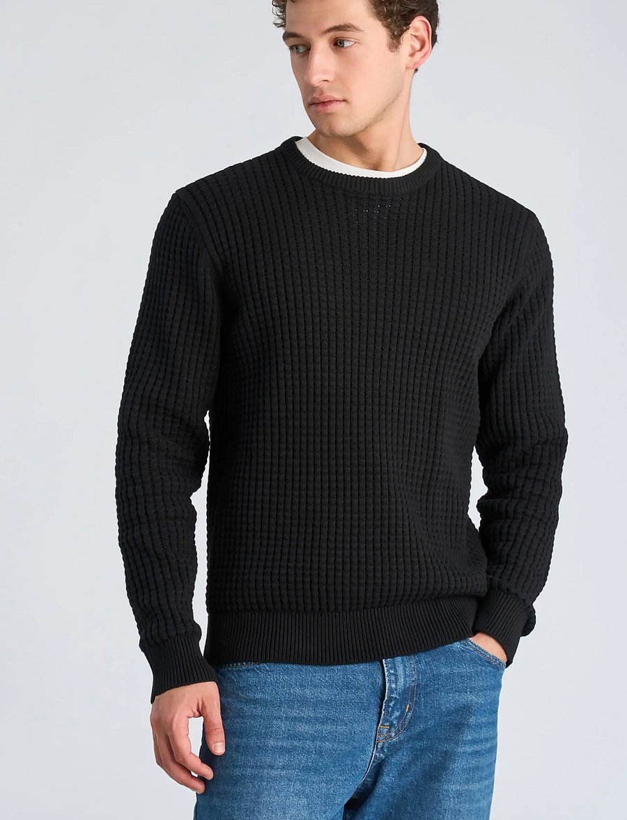 Lindbergh - Structure o-neck knit - black - 3
