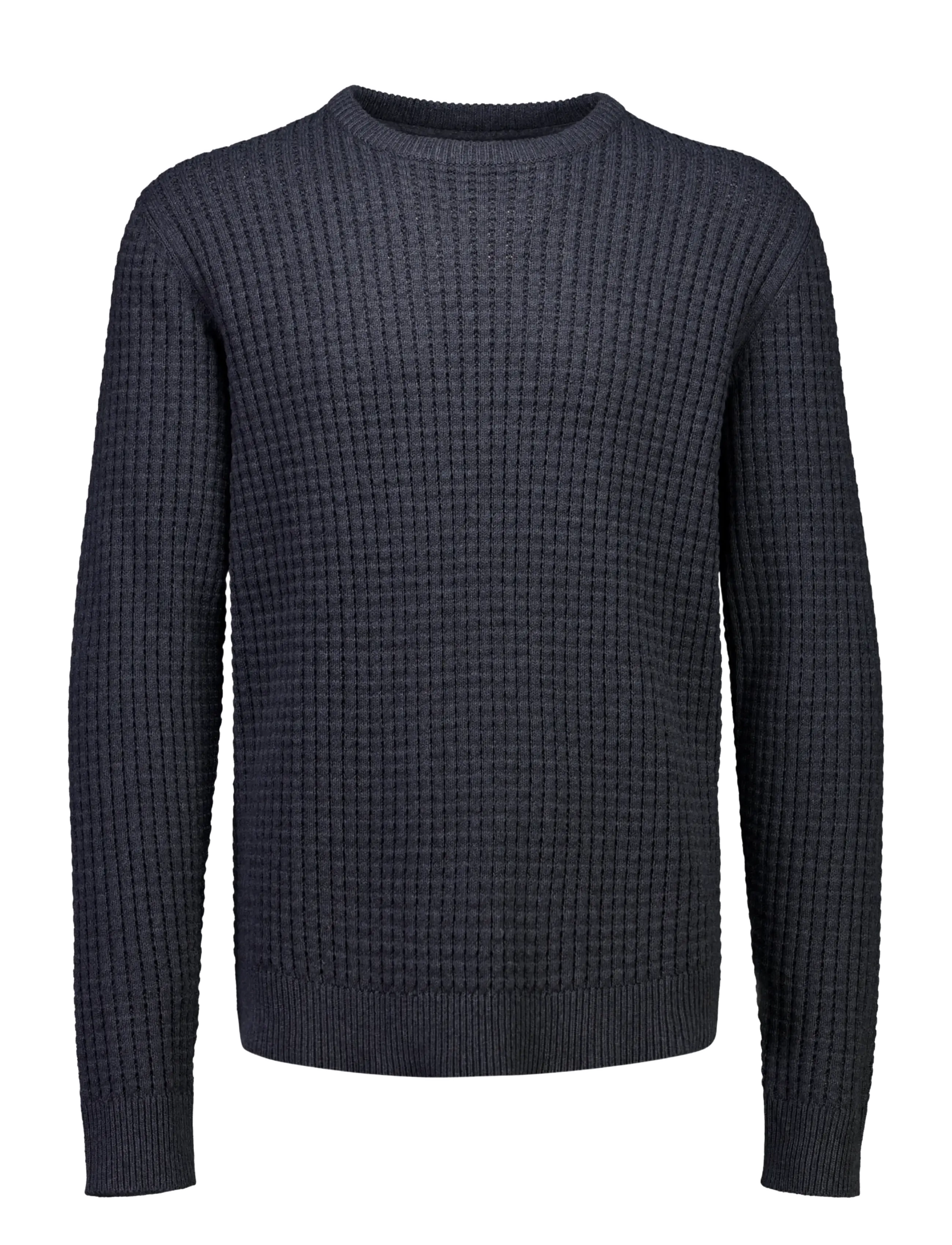 Lindbergh Structure o-neck knit - Rund hals - CHARCOAL MEL / grey