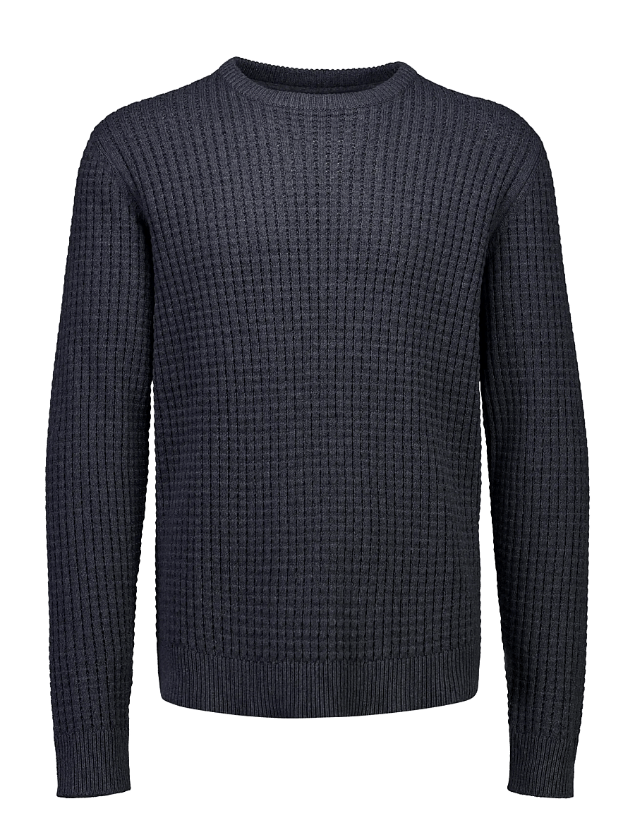 Lindbergh - Structure o-neck knit - charcoal mel - 1