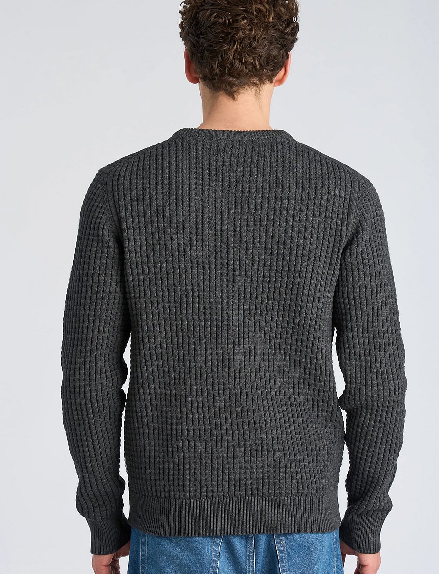 Lindbergh - Structure o-neck knit - charcoal mel - 4