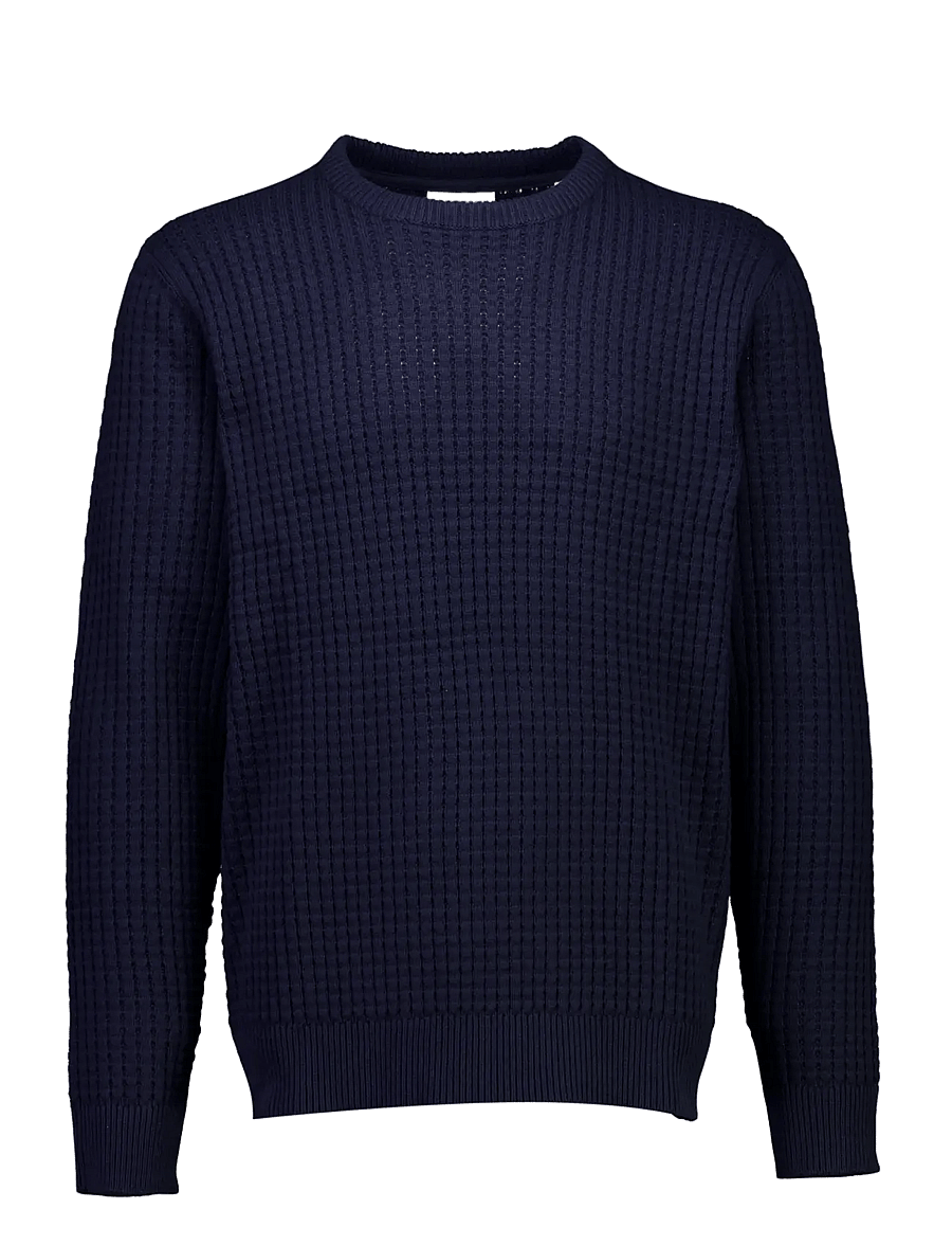Lindbergh - Structure o-neck knit - navy - 1