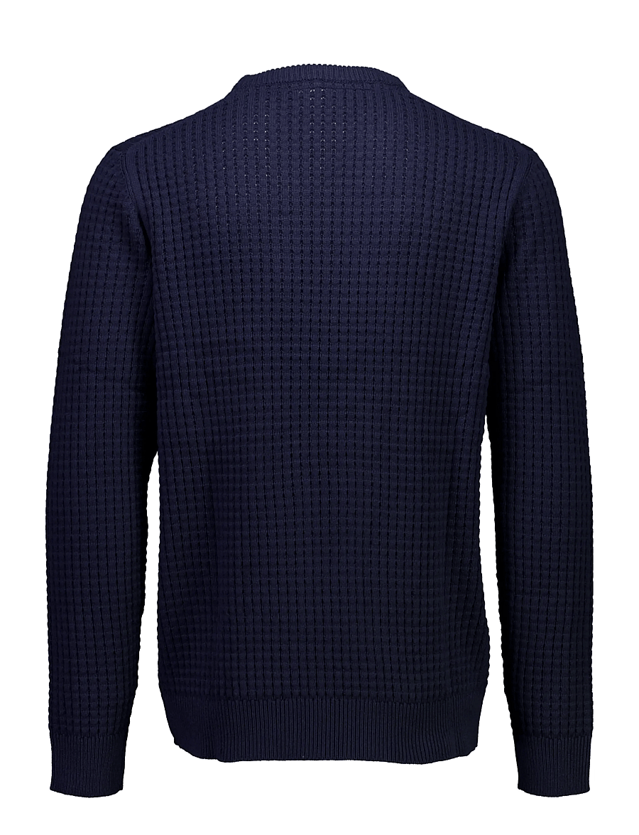 Lindbergh - Structure o-neck knit - navy - 2