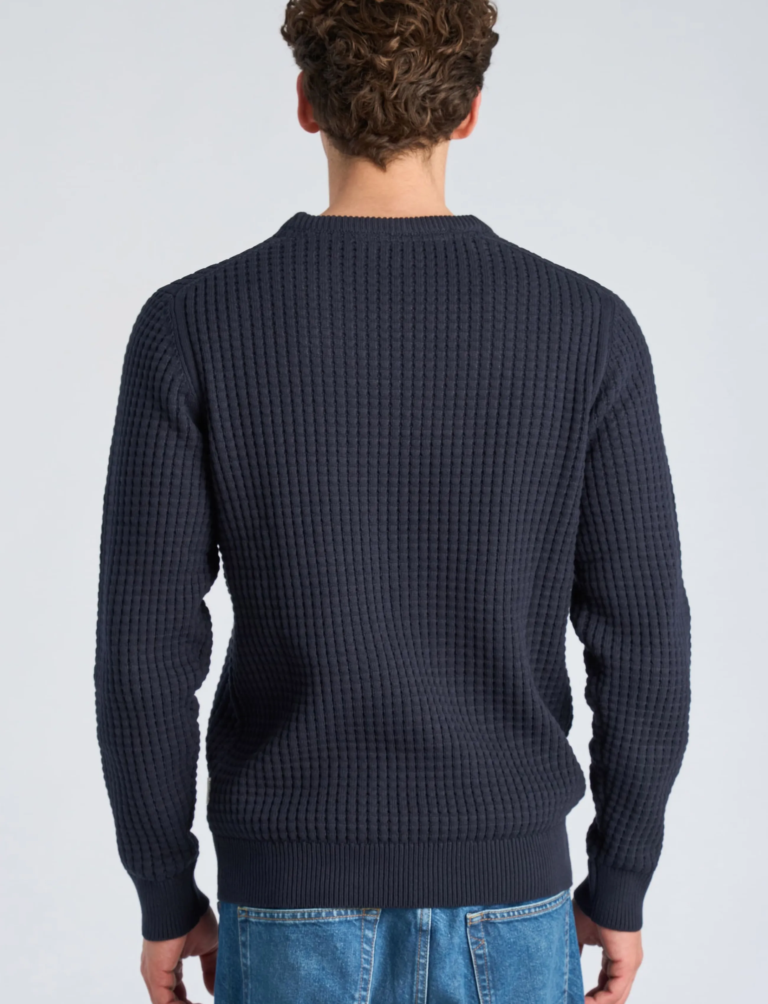 Lindbergh - Structure o-neck knit - navy - 4