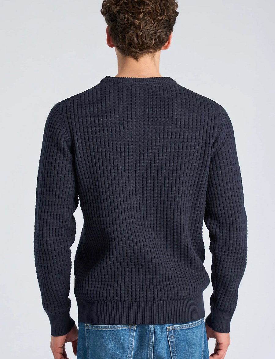Lindbergh - Structure o-neck knit - navy - 4