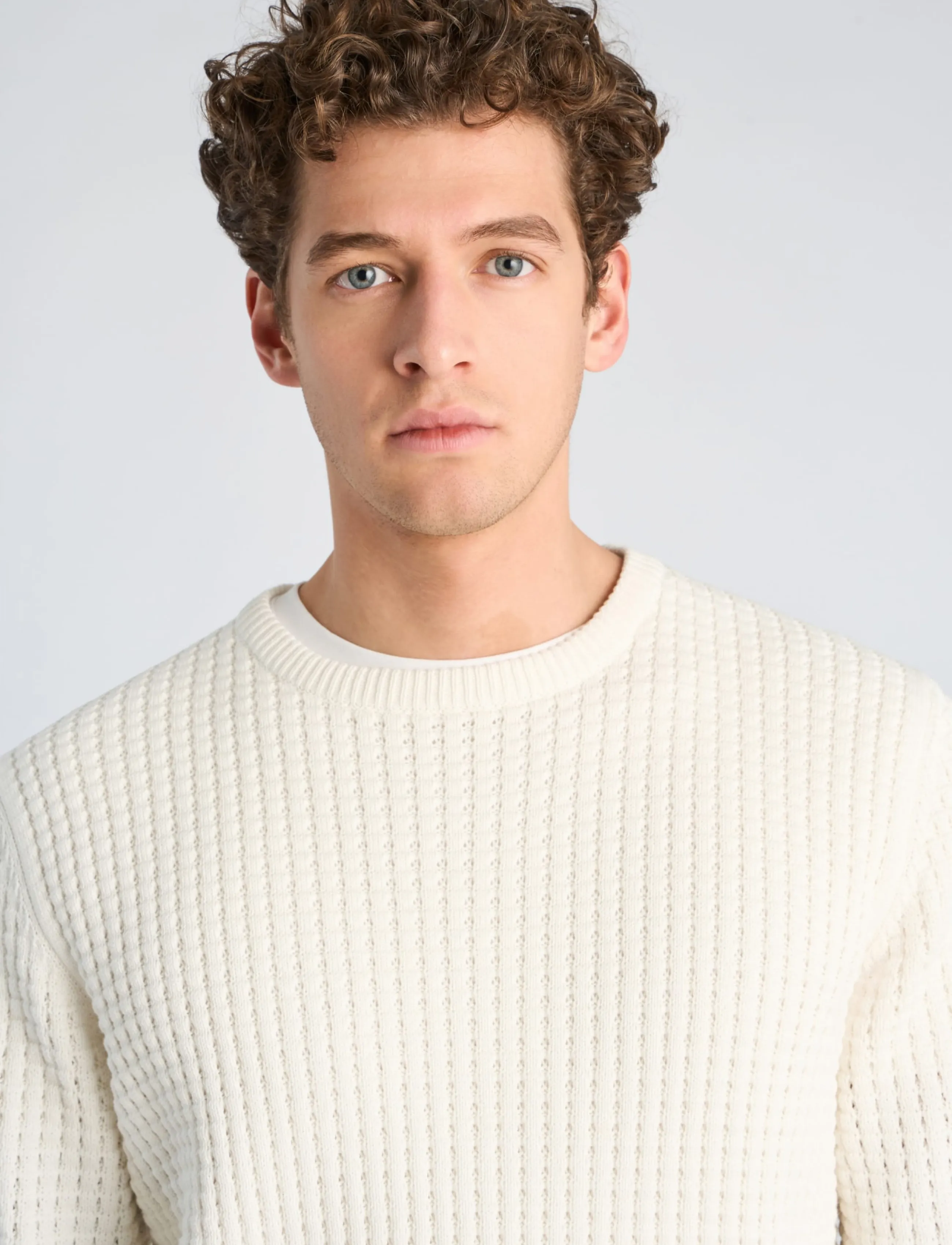 Lindbergh - Structure o-neck knit - white - 5