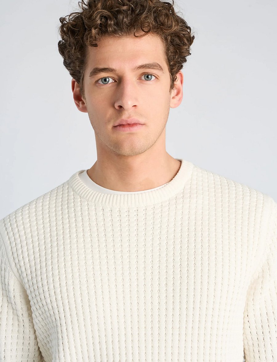 Lindbergh - Structure o-neck knit - white - 5