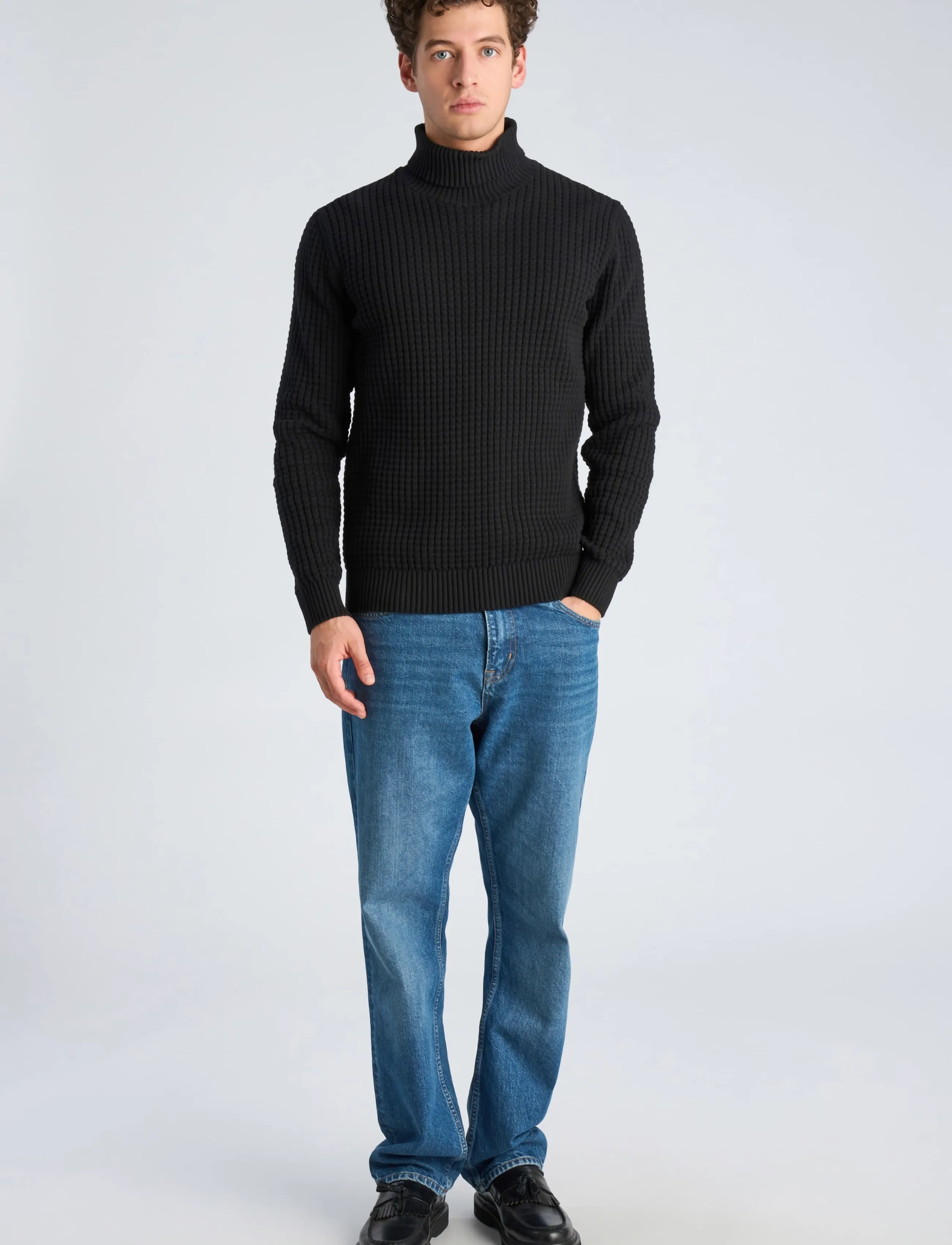 Lindbergh - Structure roll-neck knit - kõrge kaelusega - black - 0