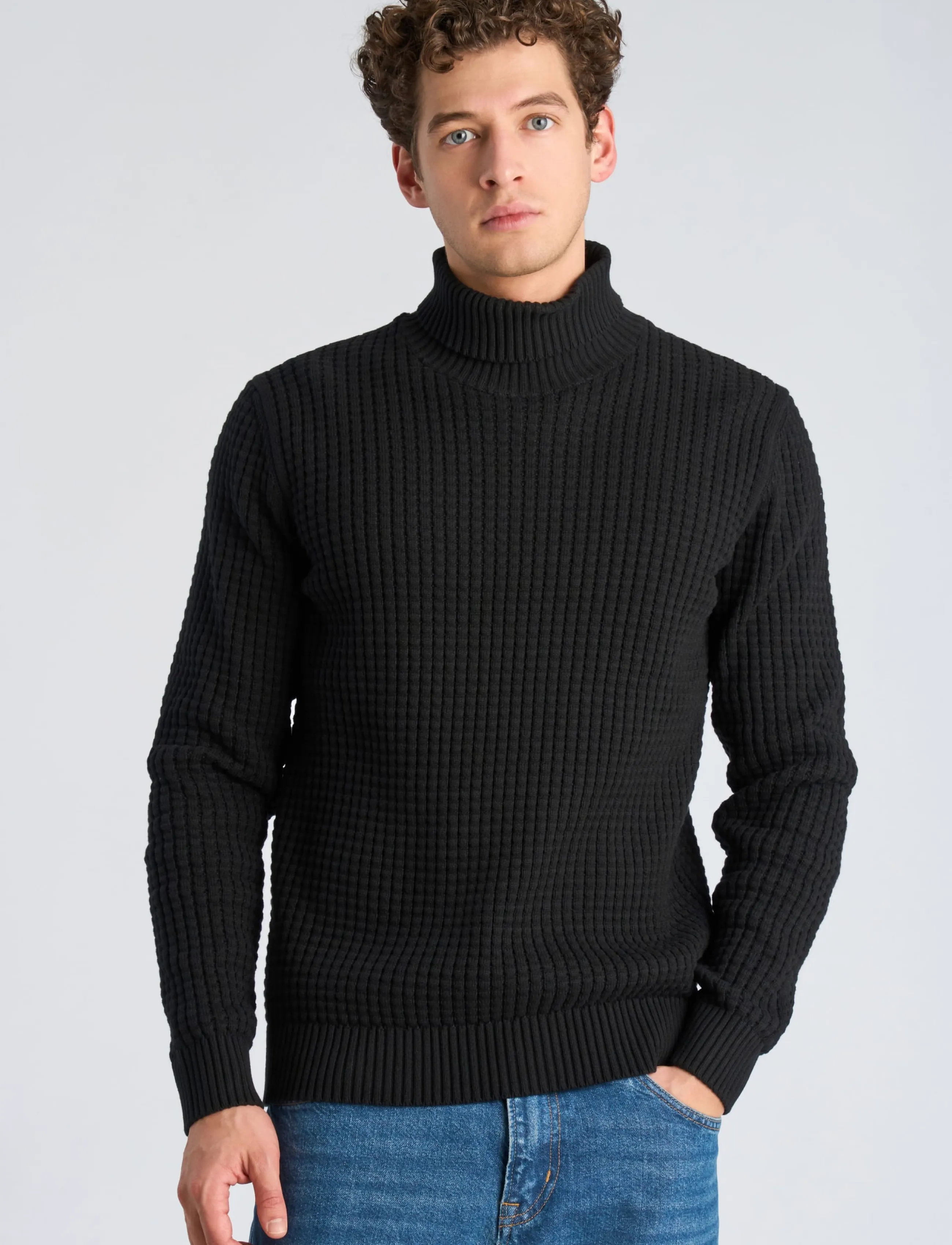 Lindbergh - Structure roll-neck knit - kõrge kaelusega - black - 3