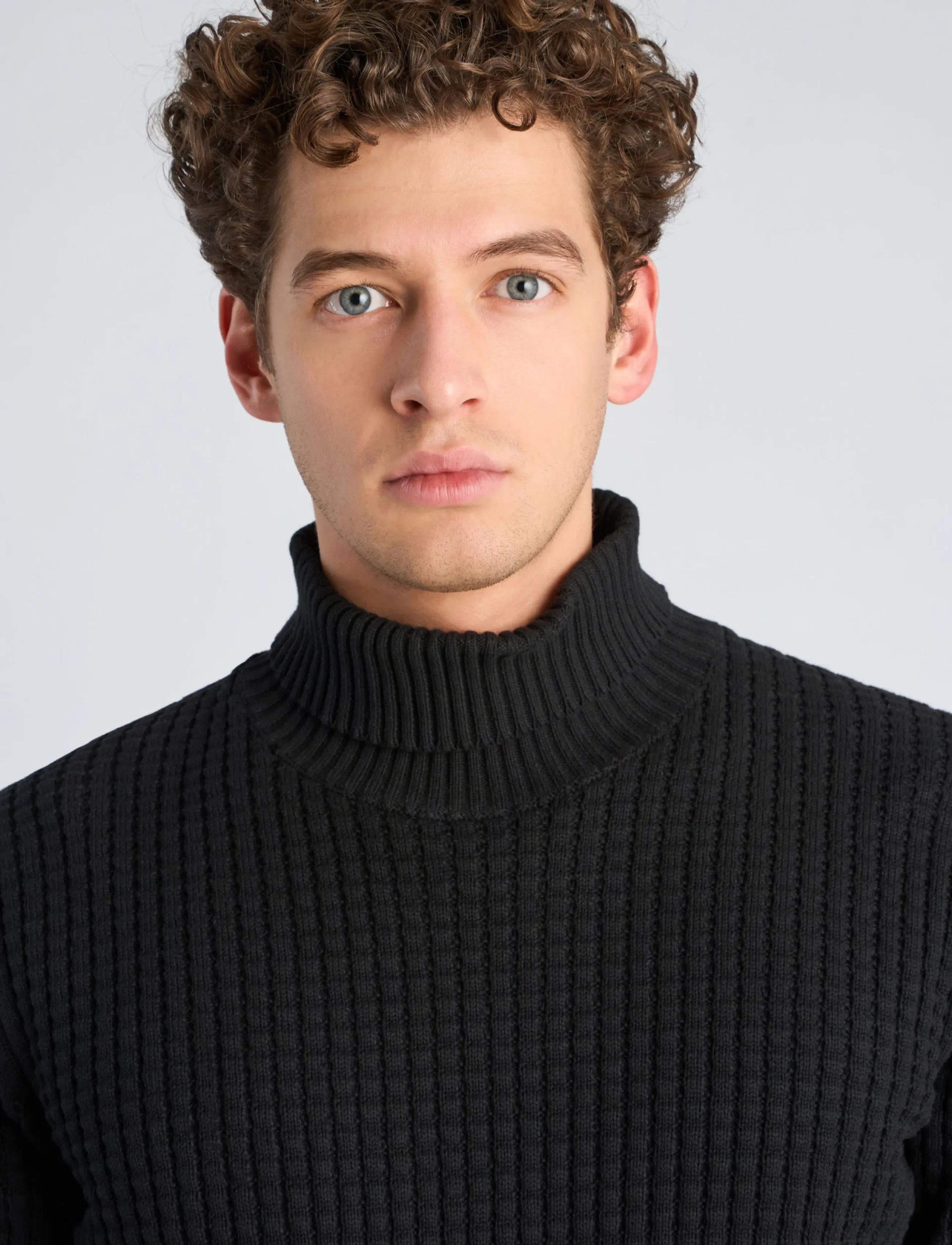 Lindbergh - Structure roll-neck knit - kõrge kaelusega - black - 5
