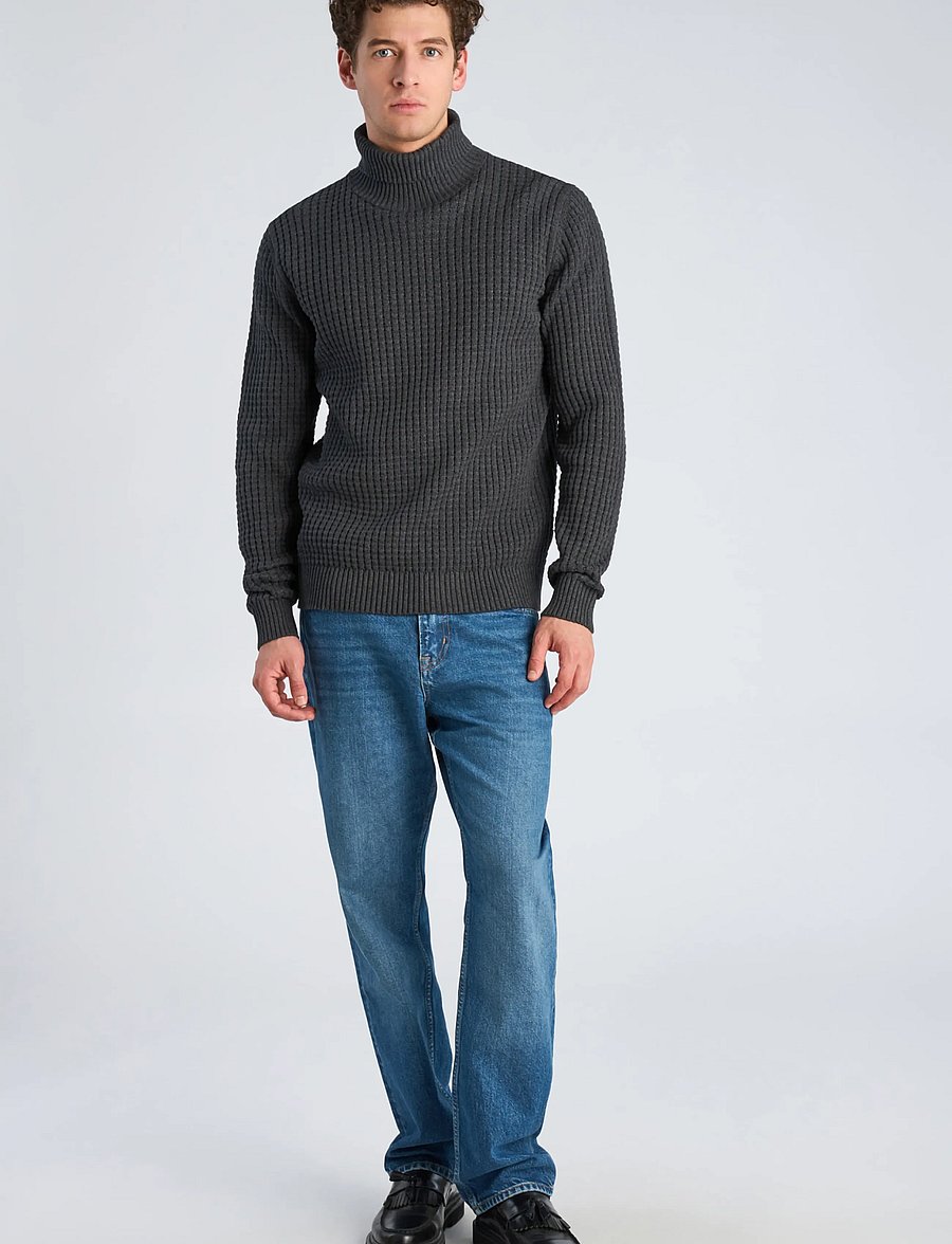 Lindbergh - Structure roll-neck knit - kõrge kaelusega - charcoal mel - 0