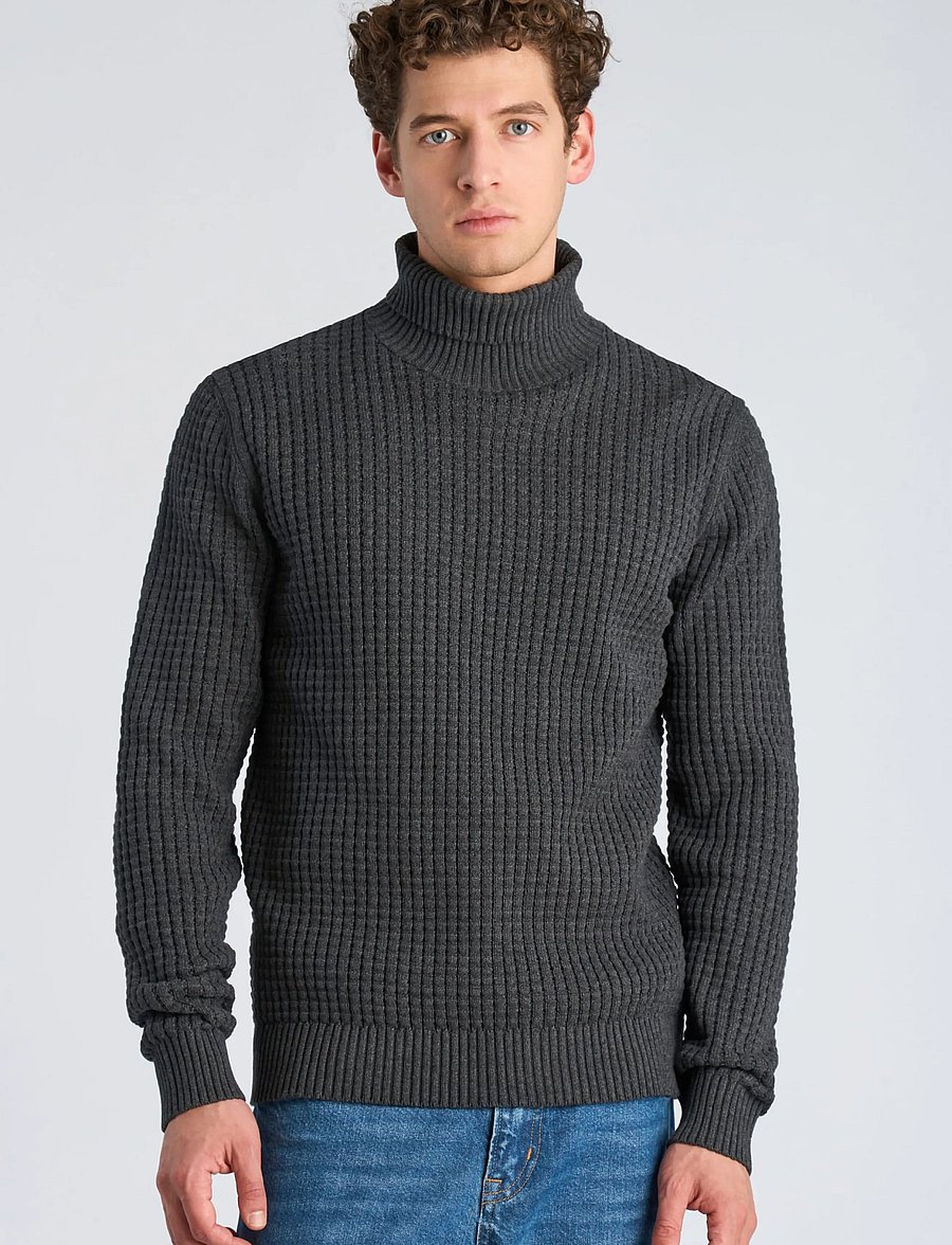 Lindbergh - Structure roll-neck knit - kõrge kaelusega - charcoal mel - 3