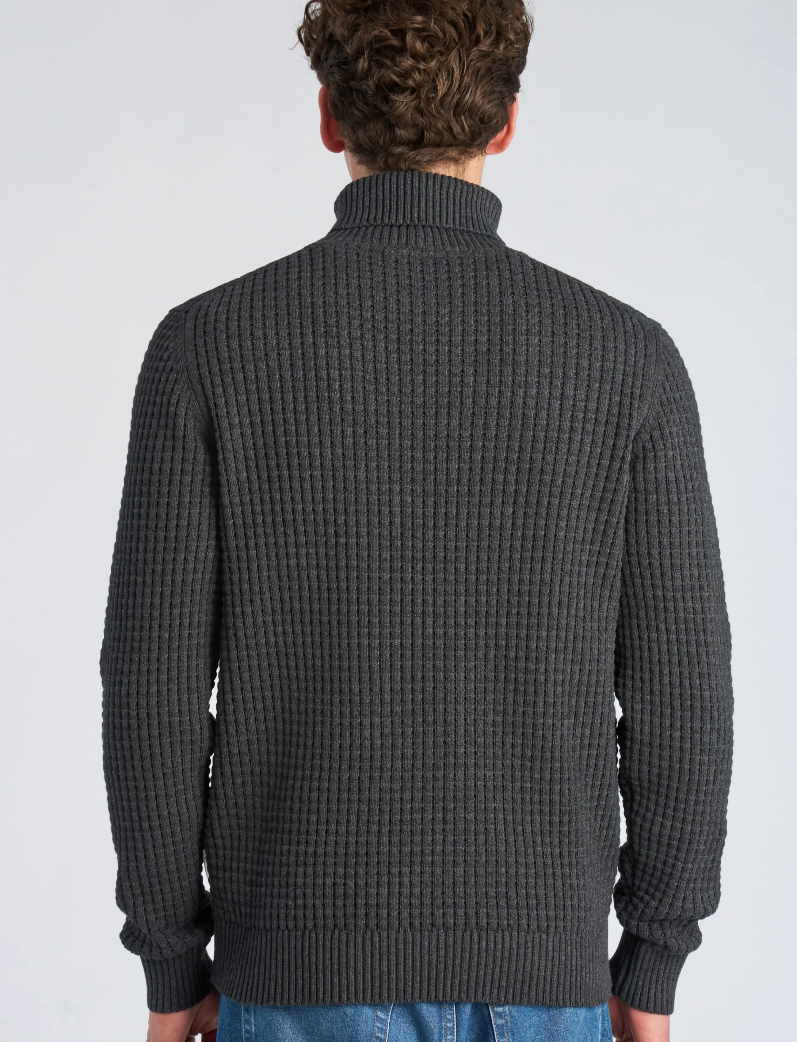 Lindbergh - Structure roll-neck knit - kõrge kaelusega - charcoal mel - 4