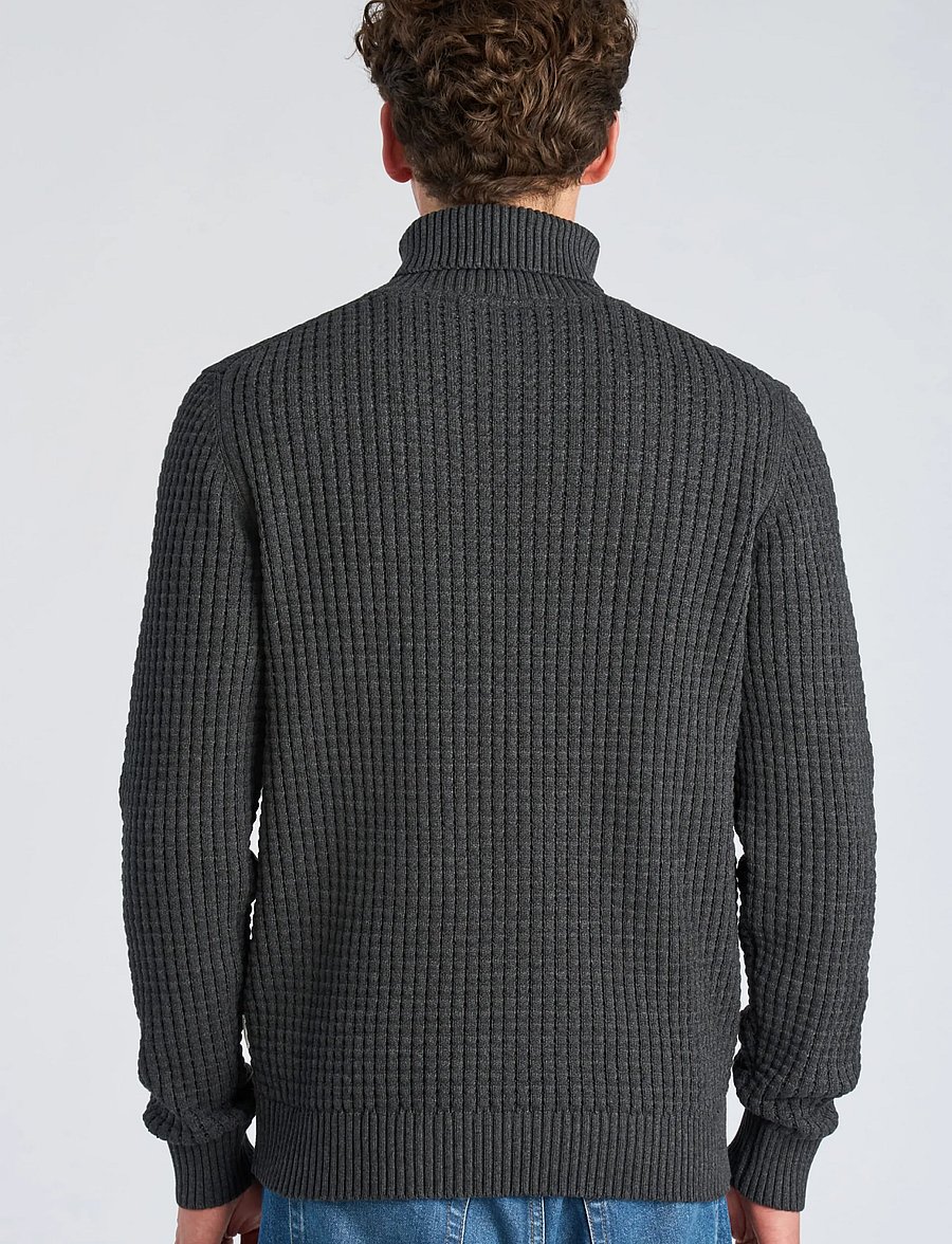 Lindbergh - Structure roll-neck knit - kõrge kaelusega - charcoal mel - 4