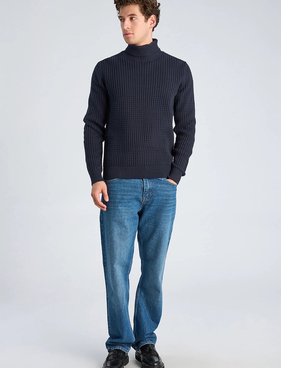 Lindbergh - Structure roll-neck knit - kõrge kaelusega - navy - 0