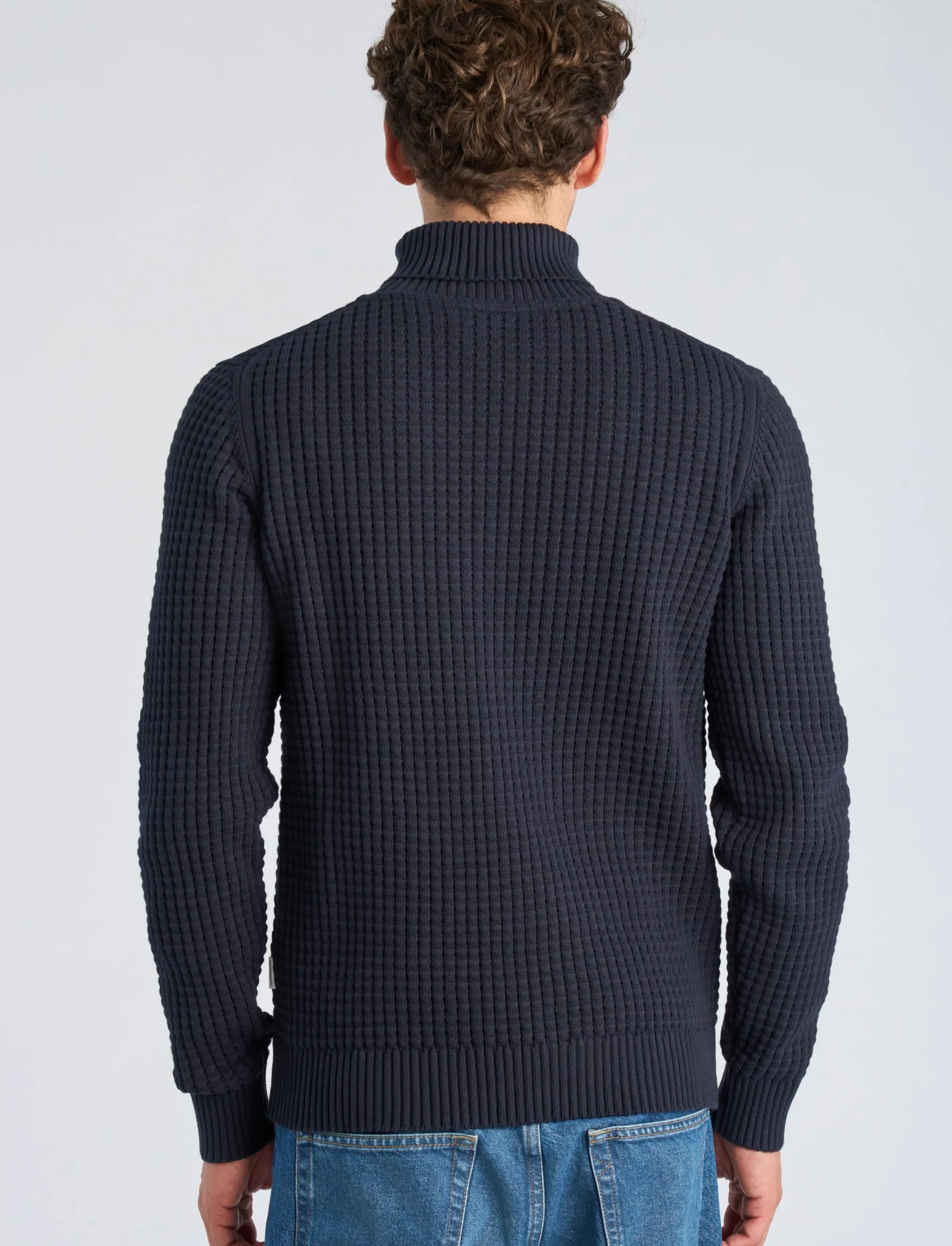 Lindbergh - Structure roll-neck knit - kõrge kaelusega - navy - 4
