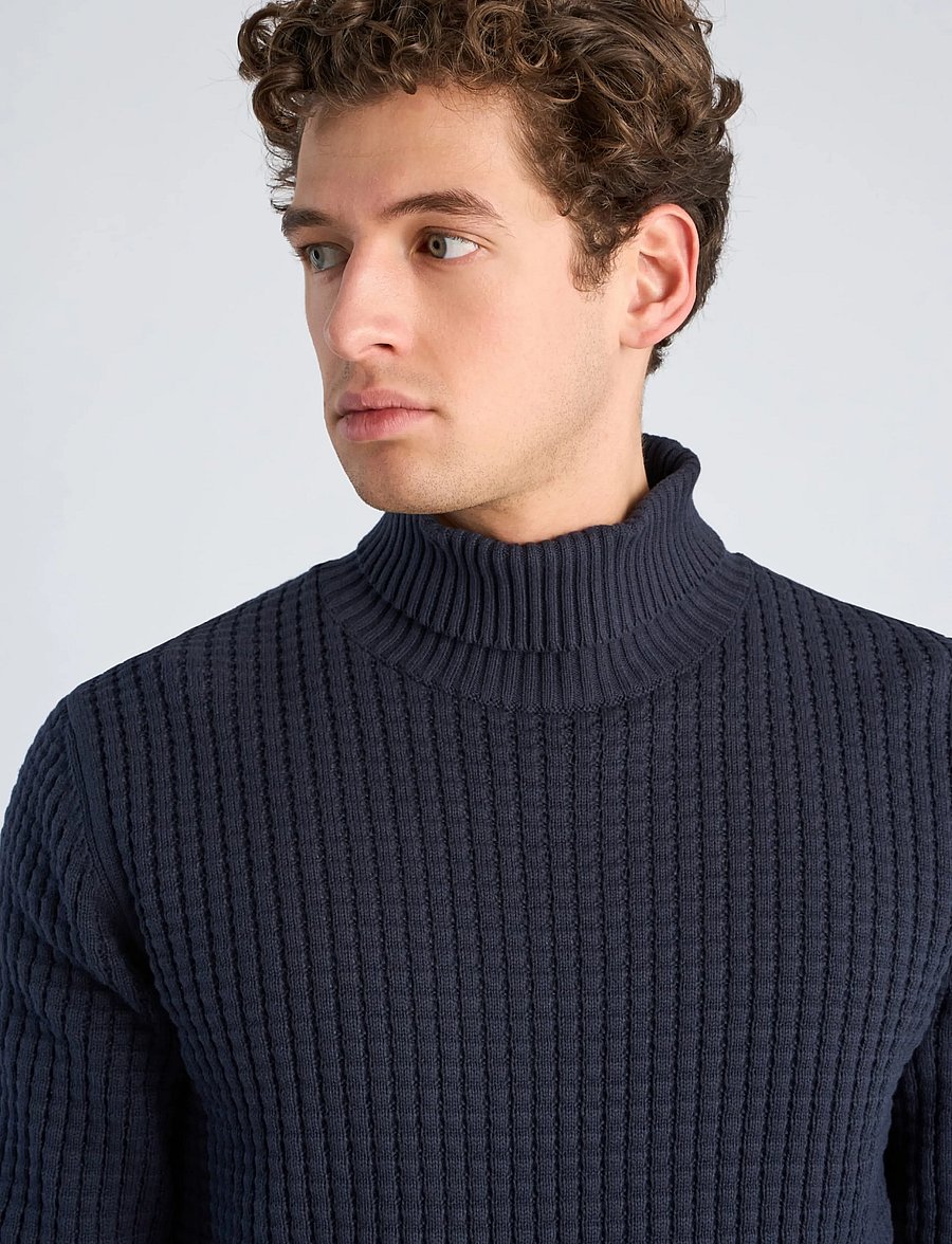 Lindbergh - Structure roll-neck knit - kõrge kaelusega - navy - 5