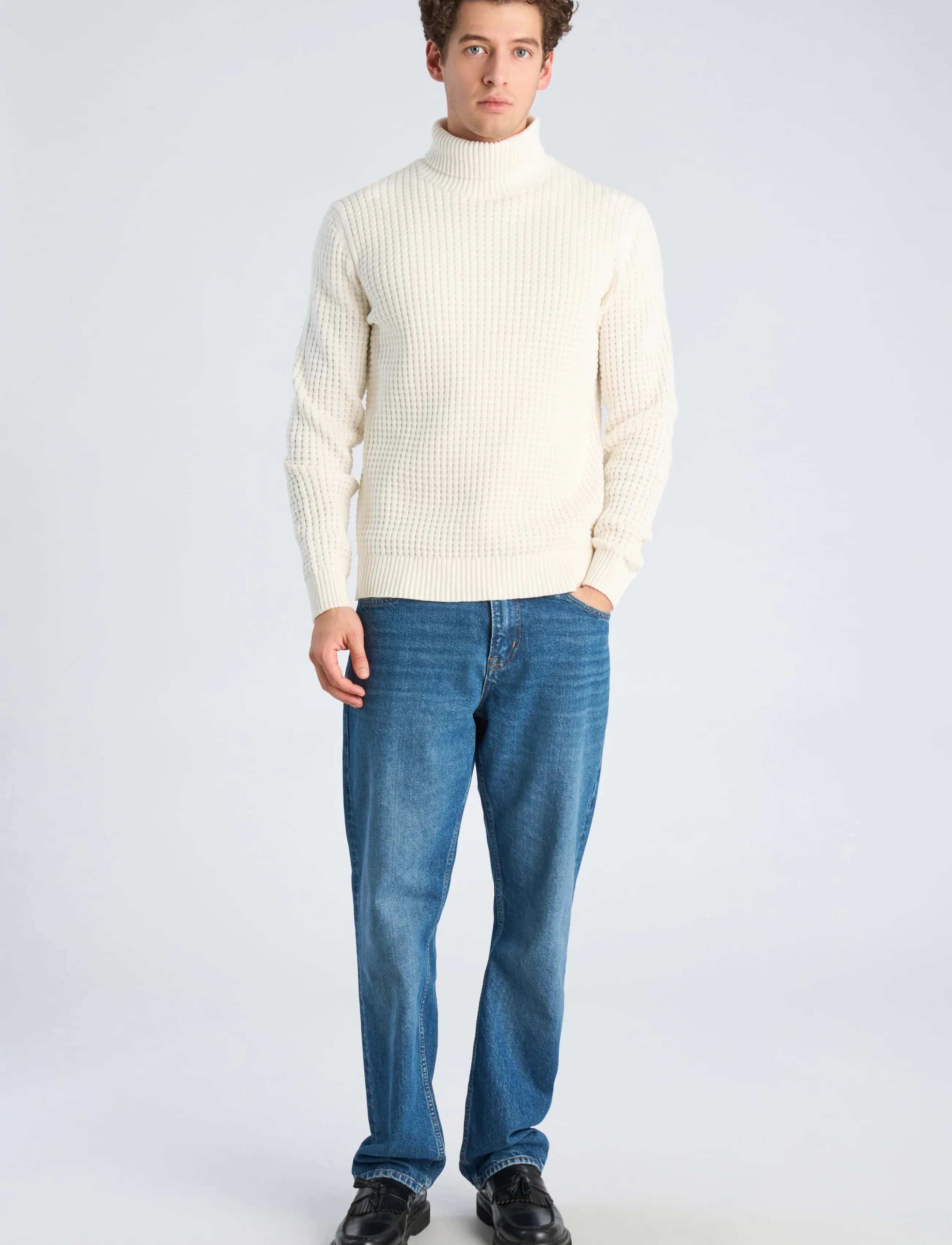 Lindbergh - Structure roll-neck knit - kõrge kaelusega - white - 0