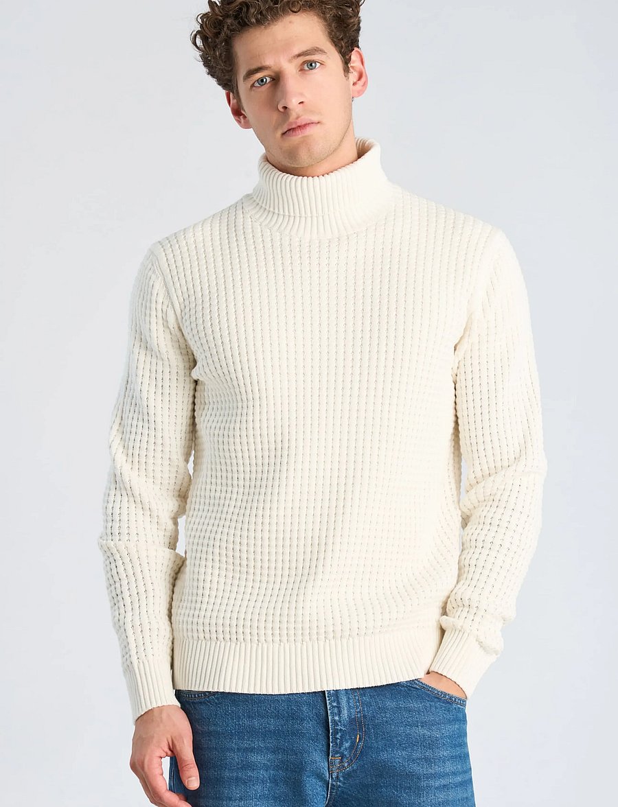 Lindbergh - Structure roll-neck knit - kõrge kaelusega - white - 3