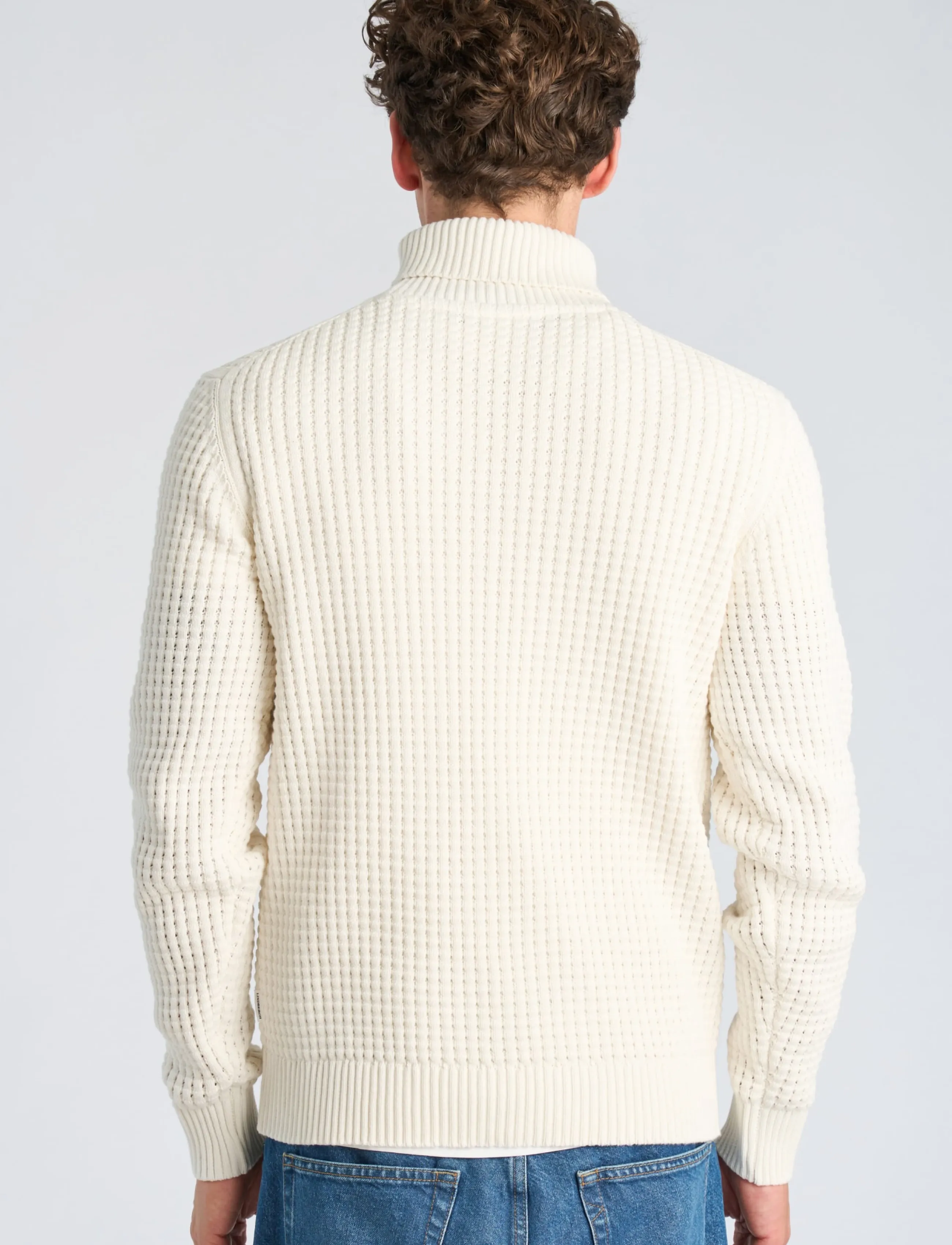 Lindbergh - Structure roll-neck knit - kõrge kaelusega - white - 4