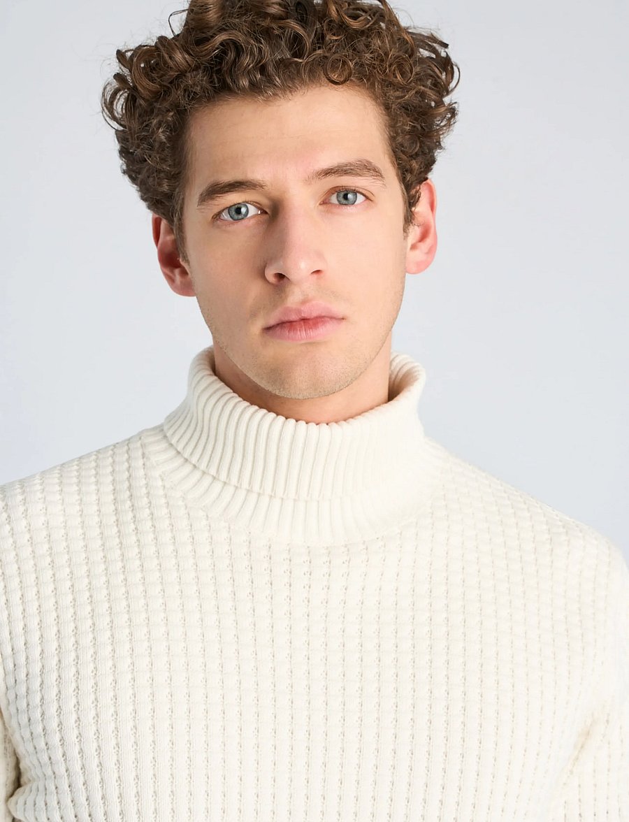 Lindbergh - Structure roll-neck knit - kõrge kaelusega - white - 5