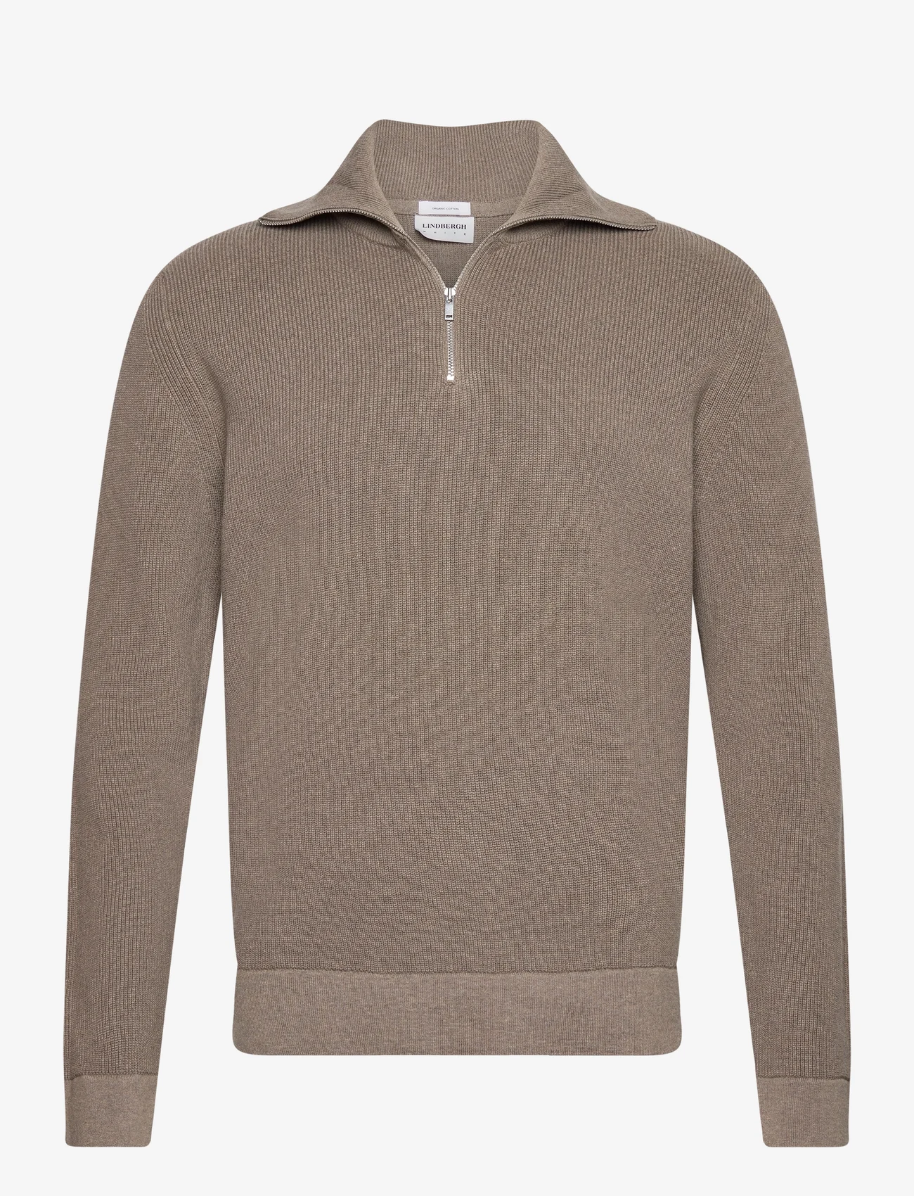 Lindbergh - Half zip sweater - män - dk sand mel - 0