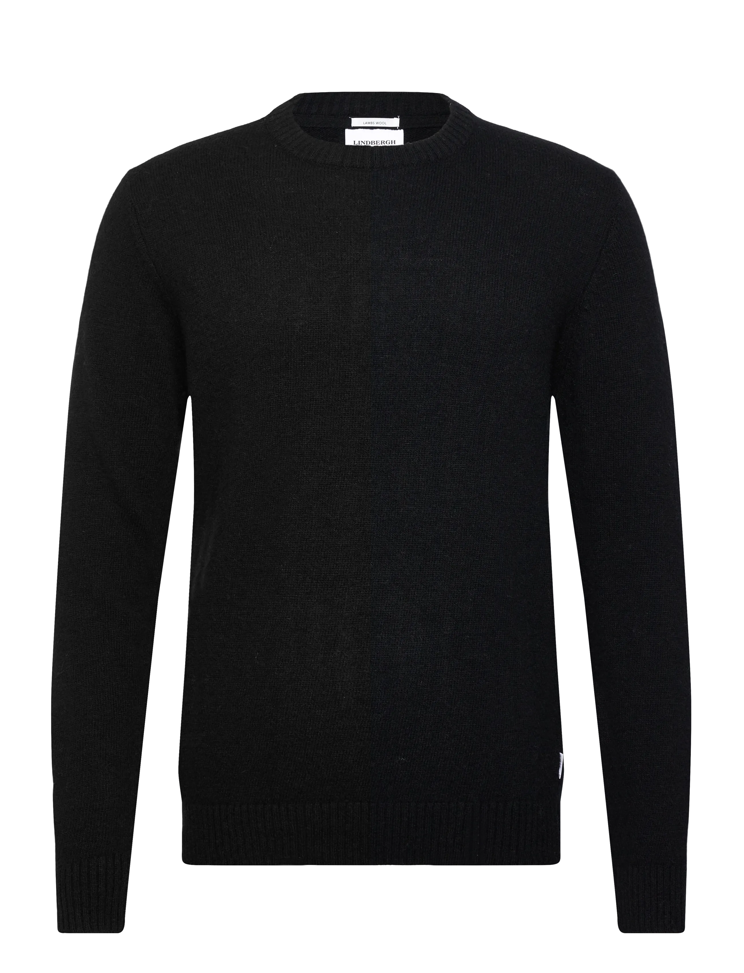Lindbergh Lambswool o-neck knit - Akcija - BLACK / black
