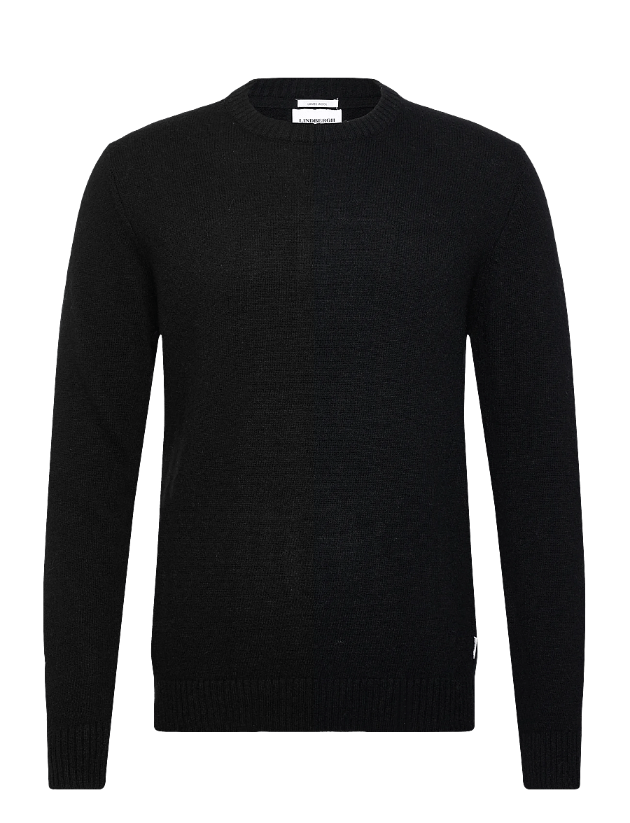 Lindbergh - Lambswool o-neck knit - okrągły dekolt - black - 0