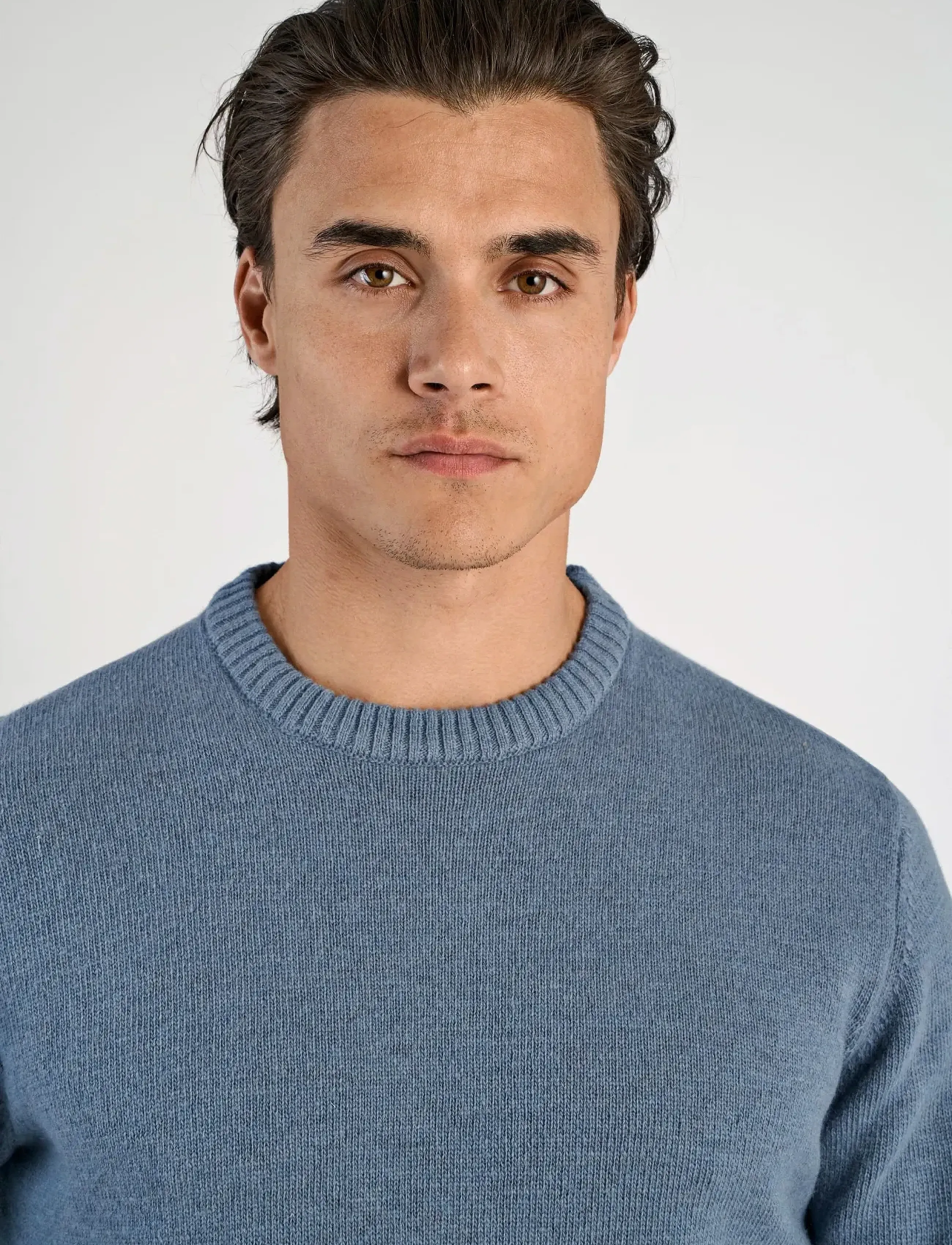 Lindbergh - Lambswool o-neck knit - rund hals - blue ice mel - 3