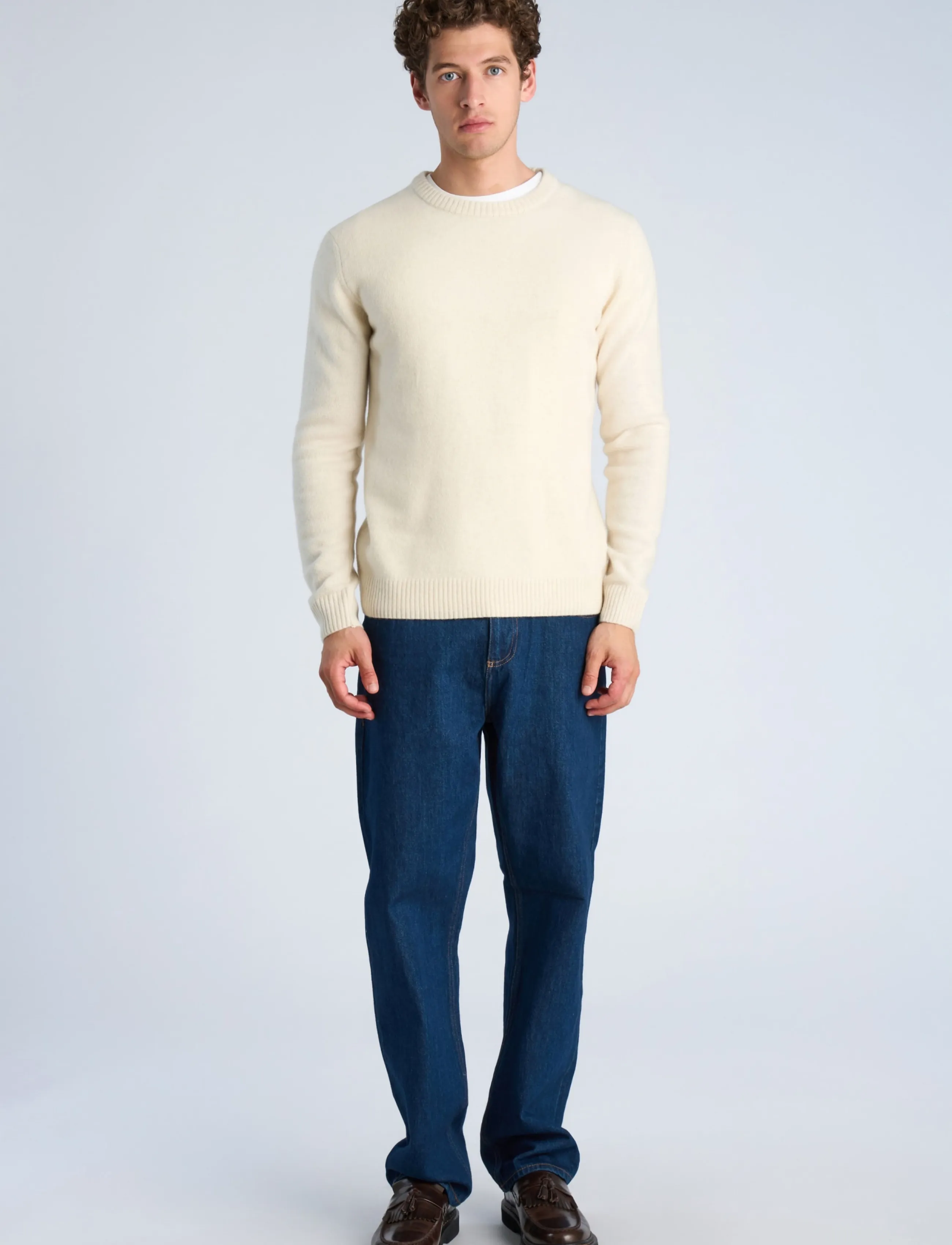 Lindbergh - Lambswool o-neck knit - Ümara kaelusega - chalk white - 0