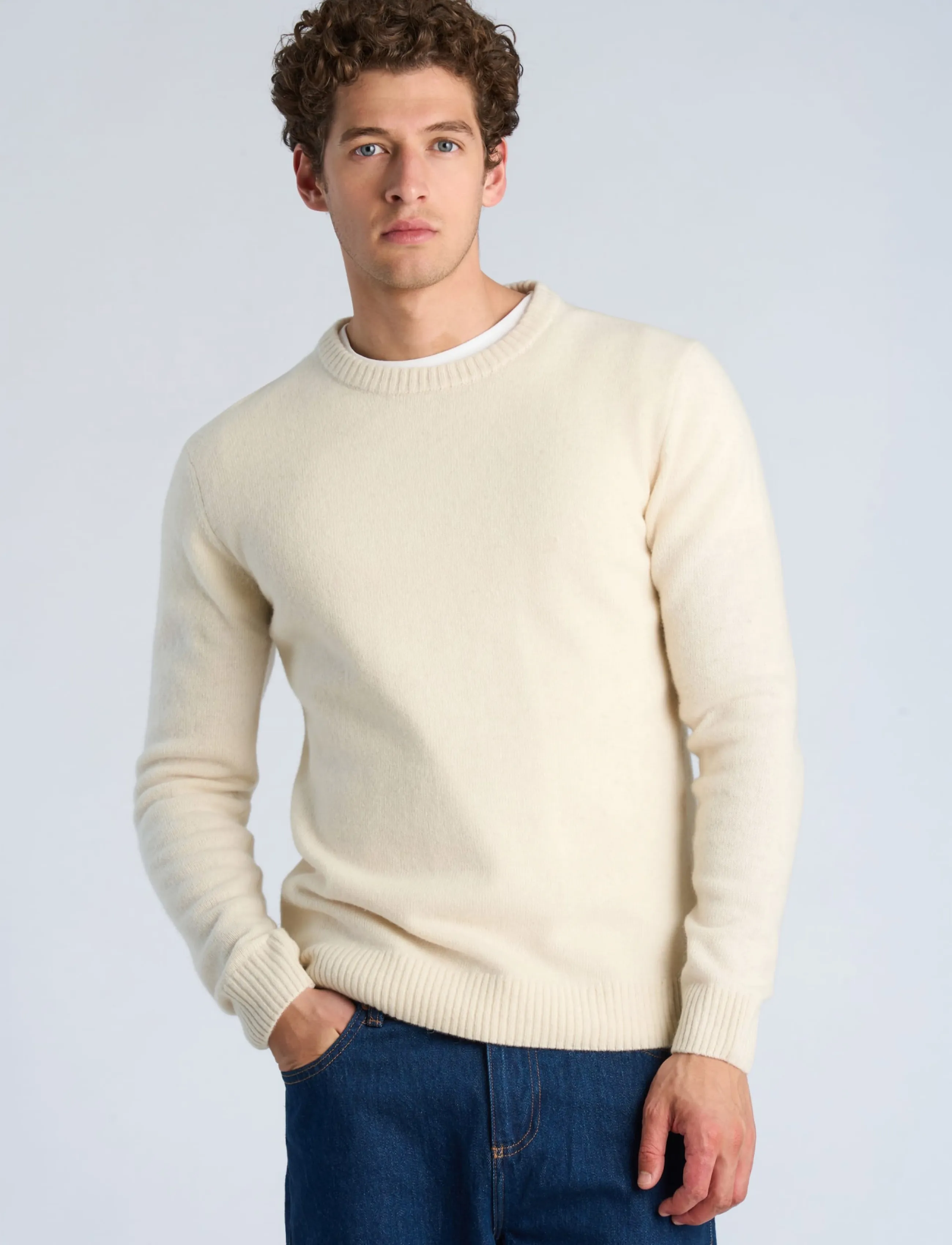 Lindbergh - Lambswool o-neck knit - Ümara kaelusega - chalk white - 3