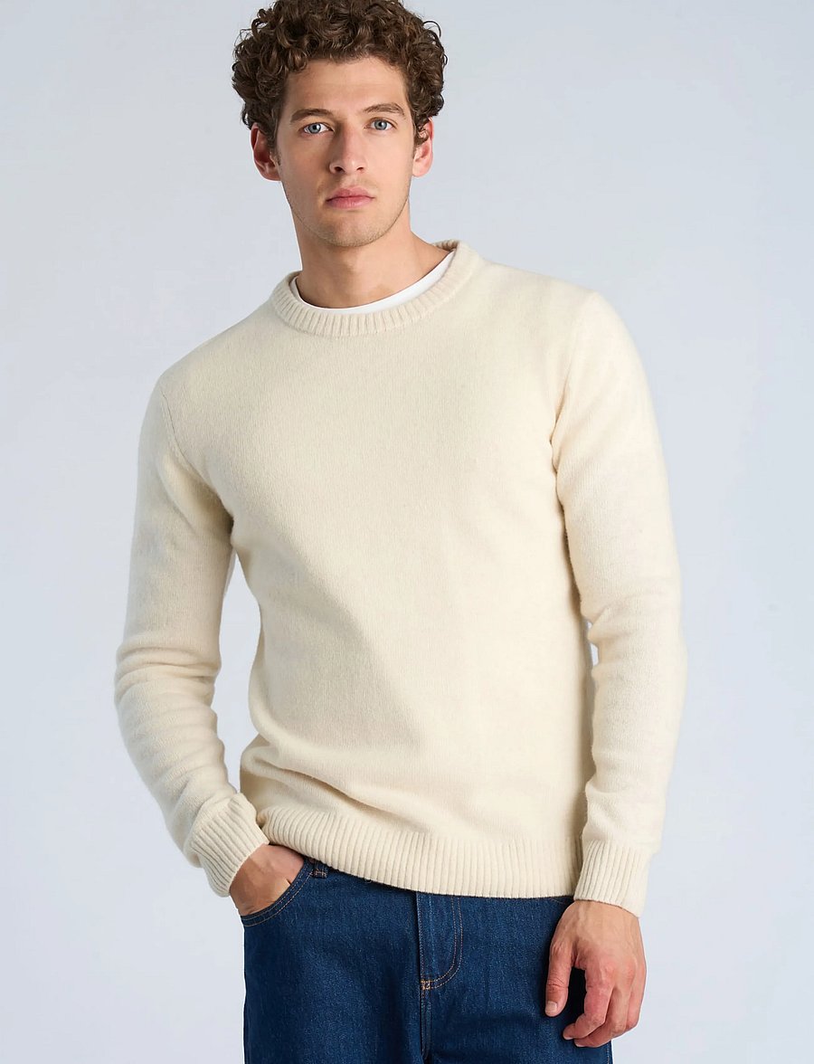 Lindbergh - Lambswool o-neck knit - Ümara kaelusega - chalk white - 3