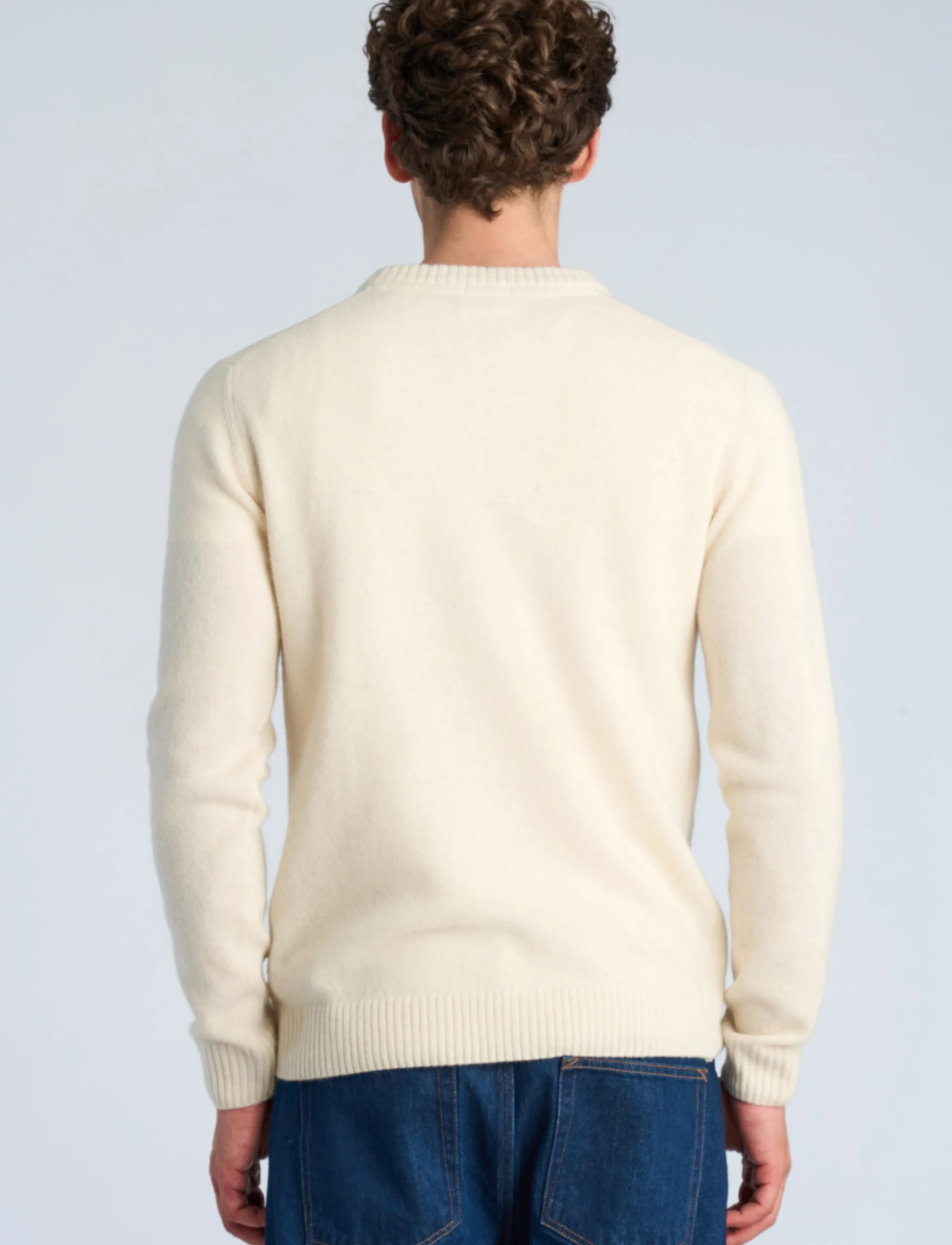 Lindbergh - Lambswool o-neck knit - Ümara kaelusega - chalk white - 4