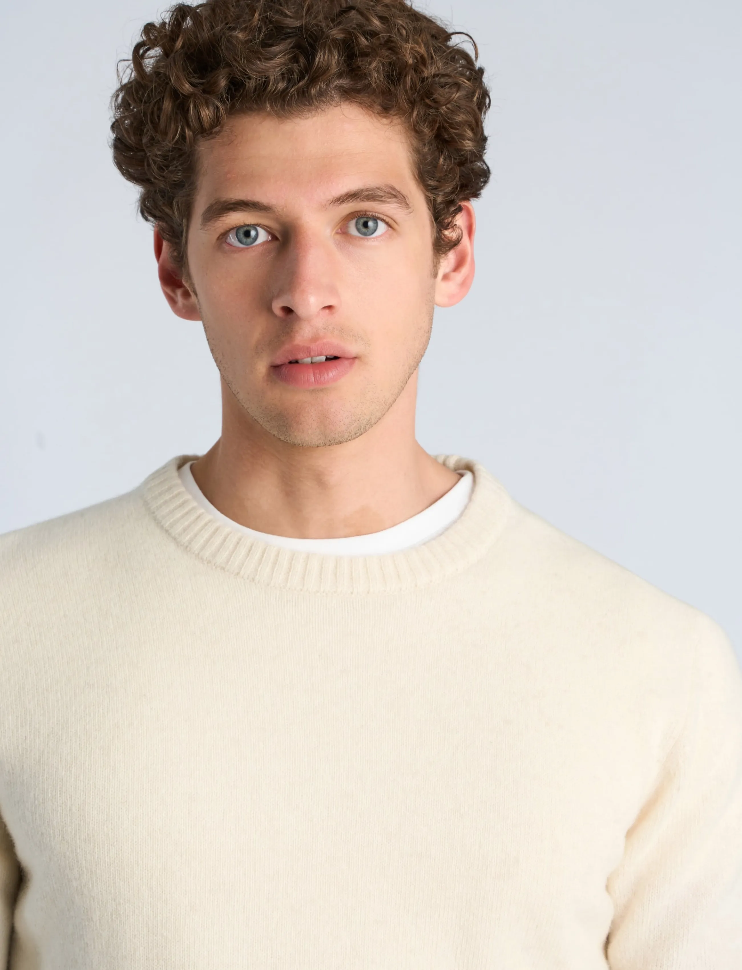 Lindbergh - Lambswool o-neck knit - Ümara kaelusega - chalk white - 5