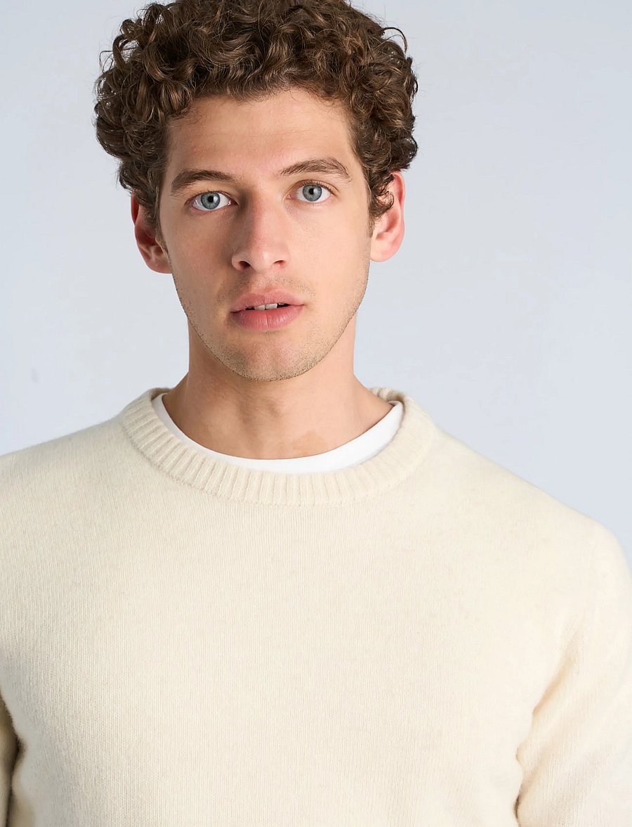 Lindbergh - Lambswool o-neck knit - Ümara kaelusega - chalk white - 5