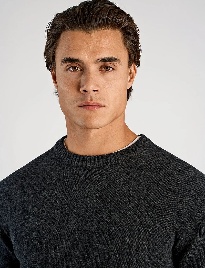 Lindbergh - Lambswool o-neck knit - rundhals - charcoal mel - 5