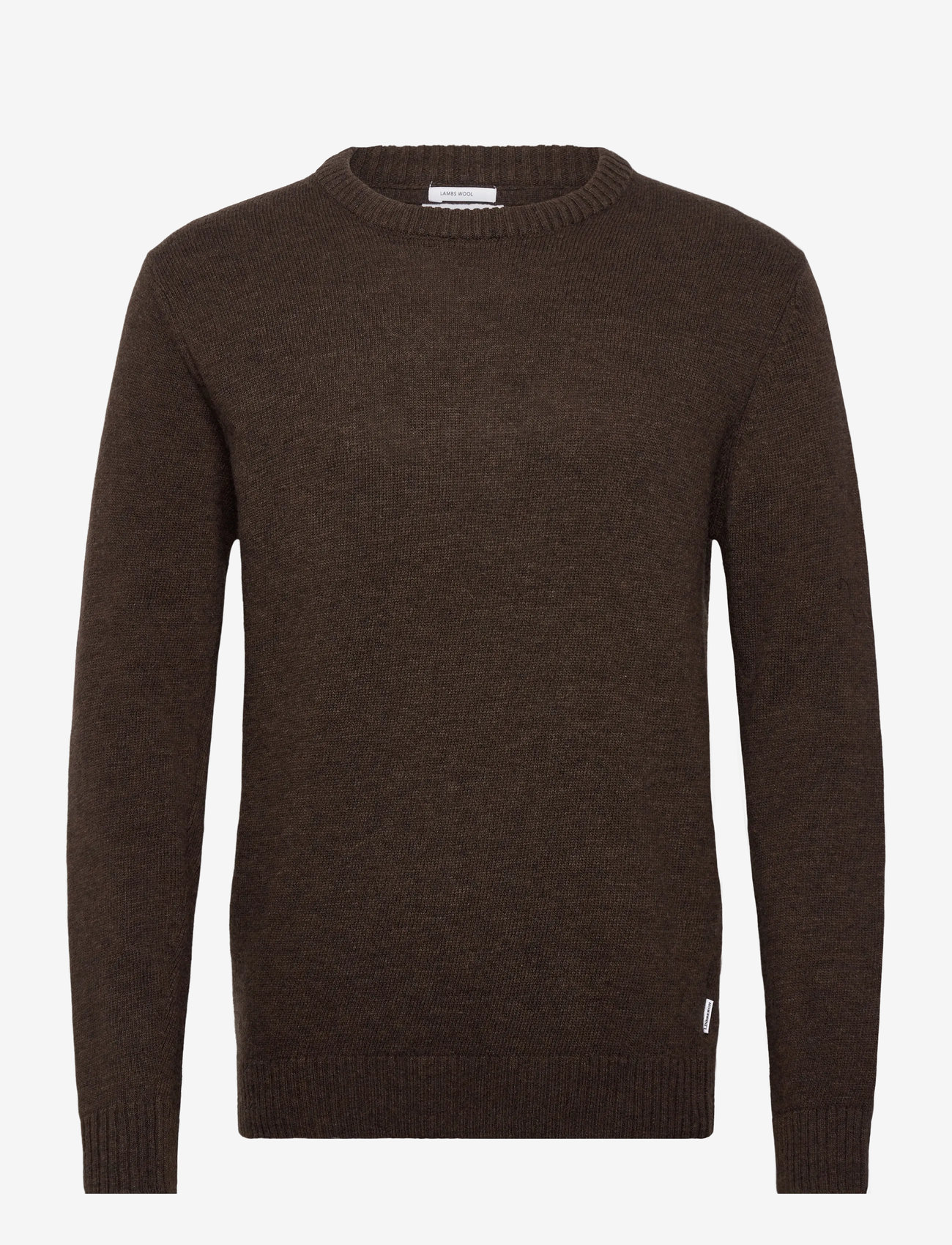 Lindbergh - Lambswool o-neck knit - rund hals - dk brown mel - 1