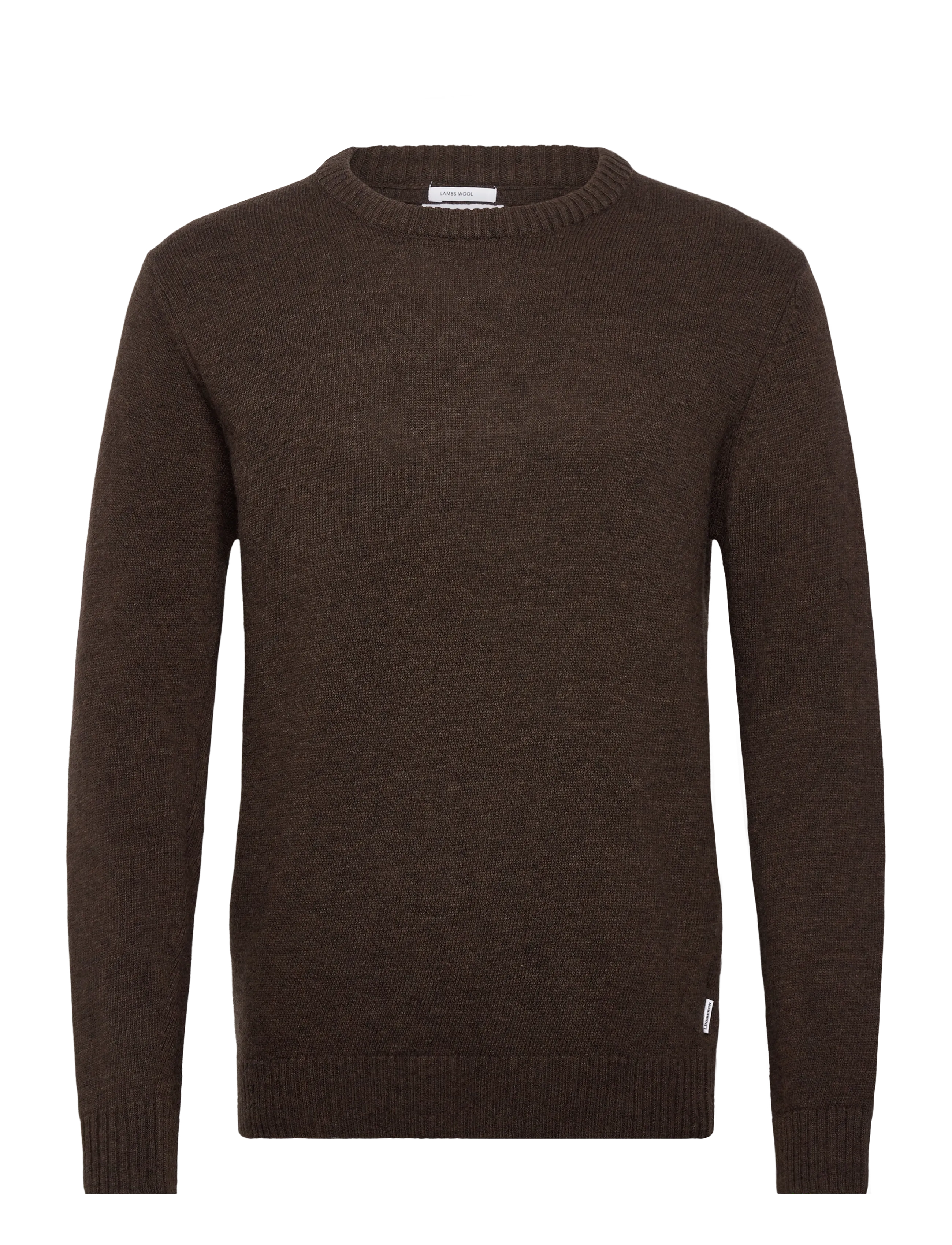 Lambswool o-neck knit - DK BROWN MEL