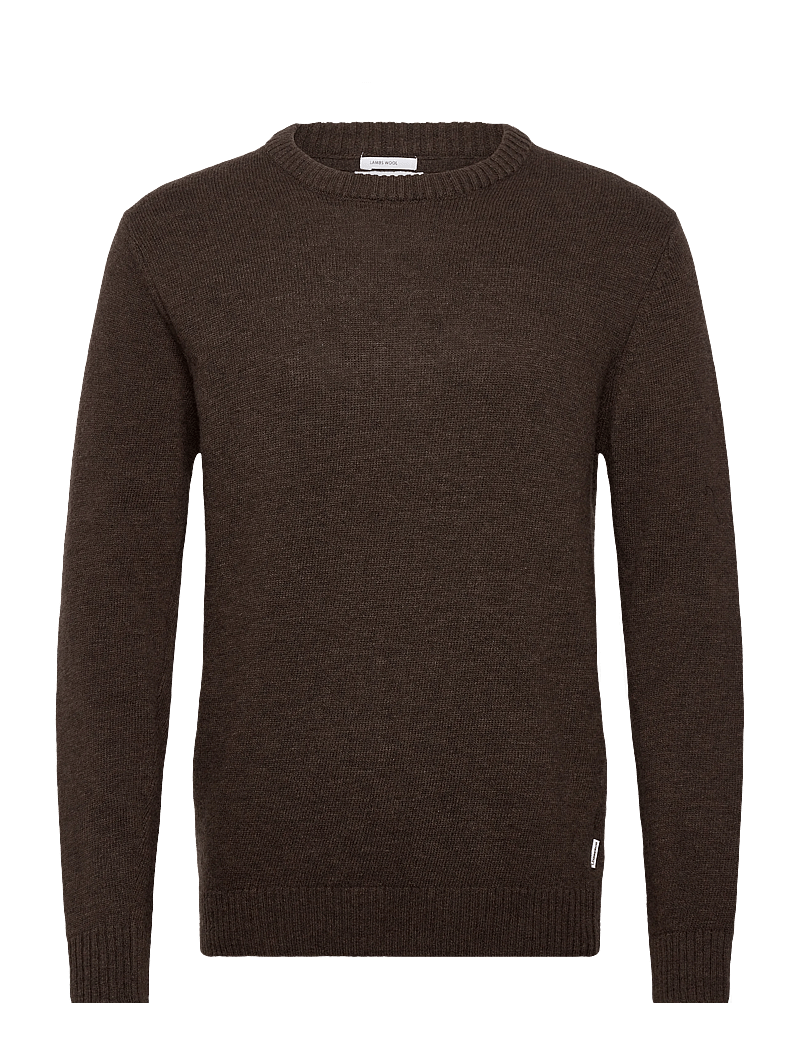 Lindbergh - Lambswool o-neck knit - Ümmarguse kaelusega kudumid - dk brown mel - 1