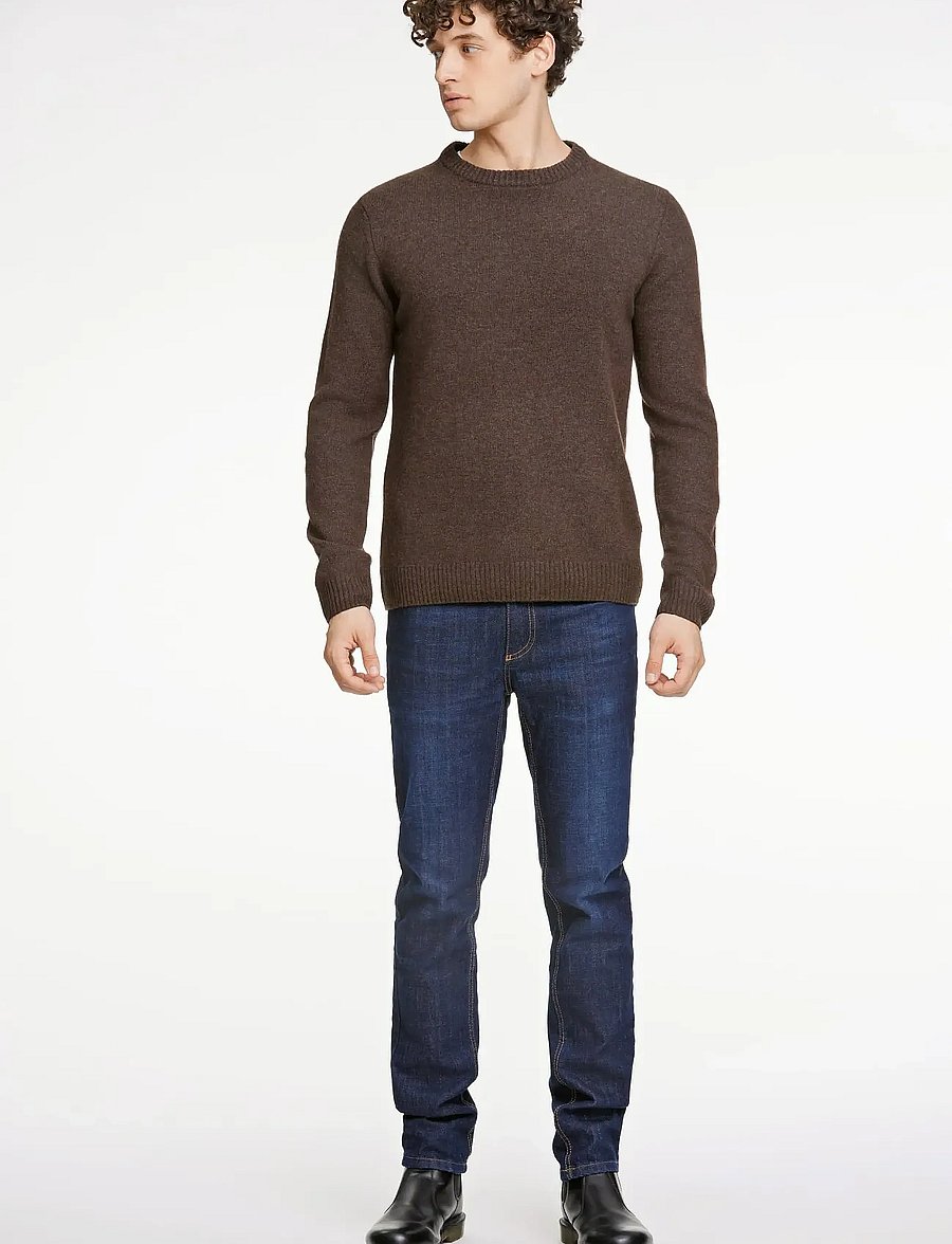 Lindbergh - Lambswool o-neck knit - rundhals - dk brown mel - 0