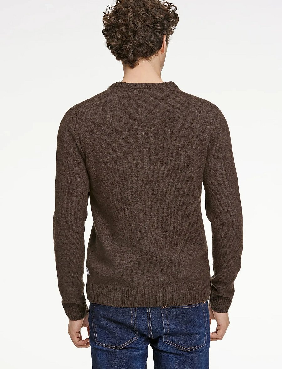 Lindbergh - Lambswool o-neck knit - rundhals - dk brown mel - 4