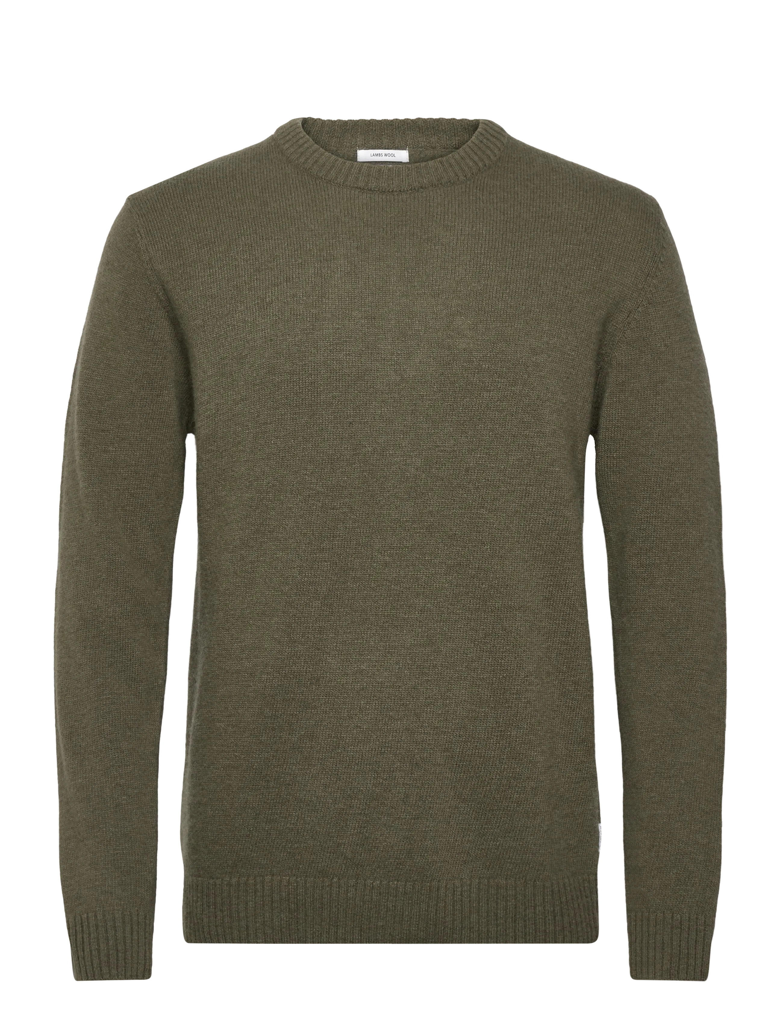 Lambswool o-neck knit - DUSTY ARMY