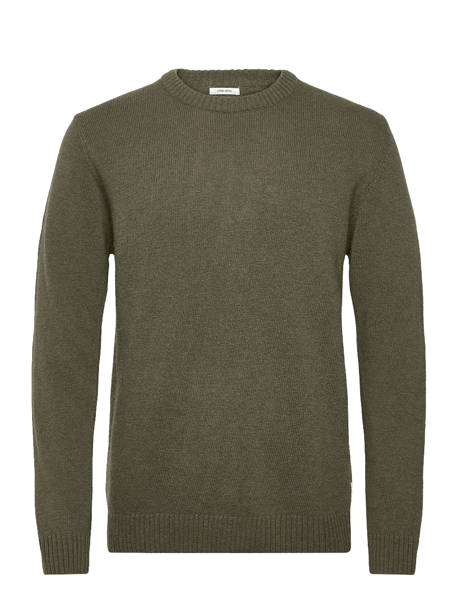 Lindbergh - Lambswool o-neck knit - Ümmarguse kaelusega kudumid - dusty army - 1