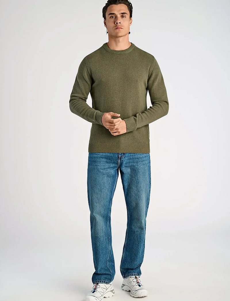 Lindbergh - Lambswool o-neck knit - rund hals - dusty army - 0