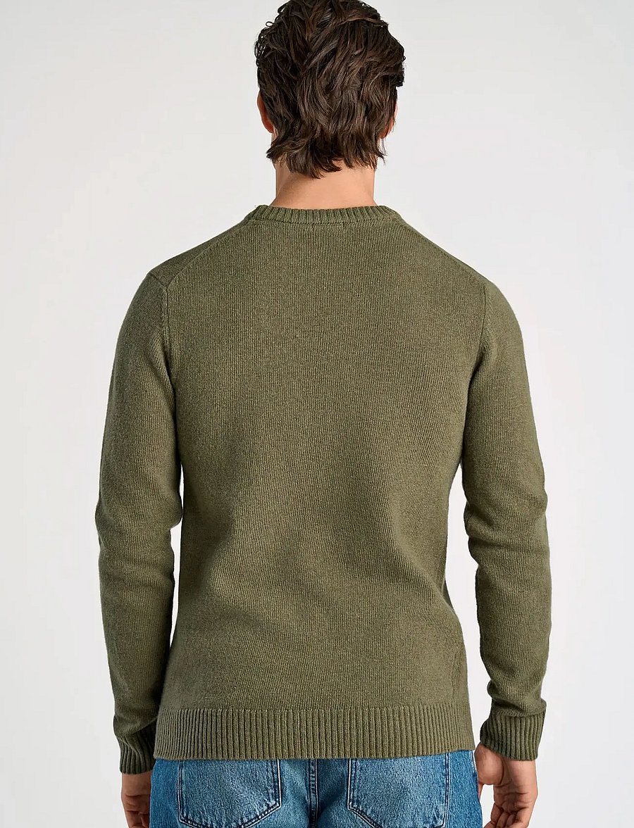 Lindbergh - Lambswool o-neck knit - Ümmarguse kaelusega kudumid - dusty army - 4