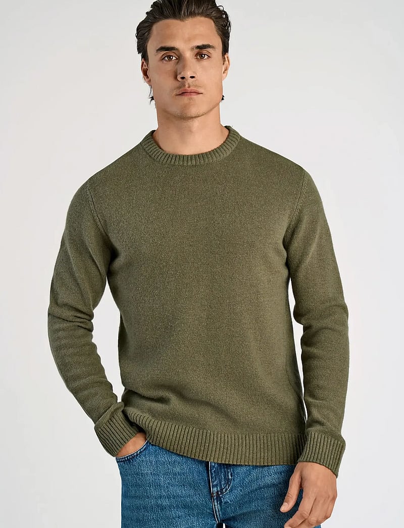 Lindbergh - Lambswool o-neck knit - rund hals - dusty army - 5