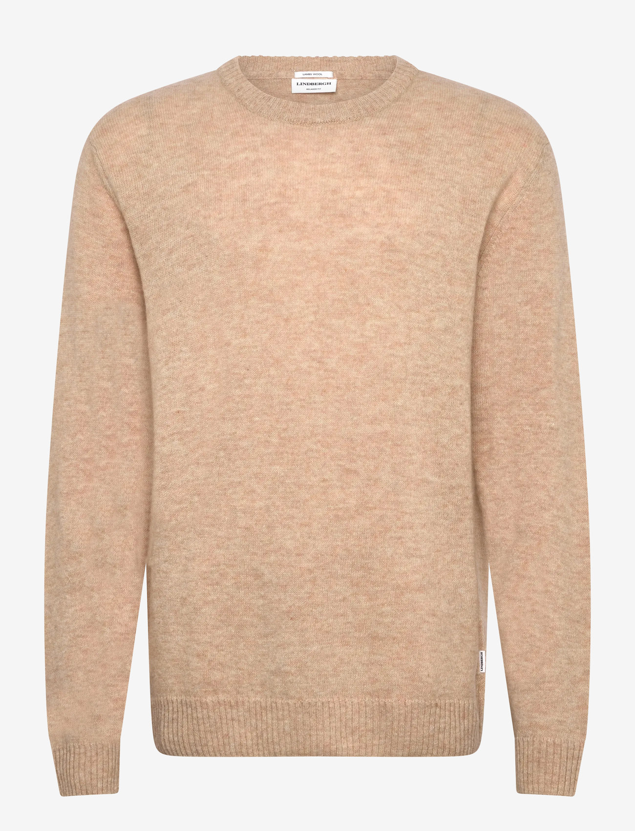 Lindbergh - Lambswool o-neck knit - rundhals - lt sand mel - 0